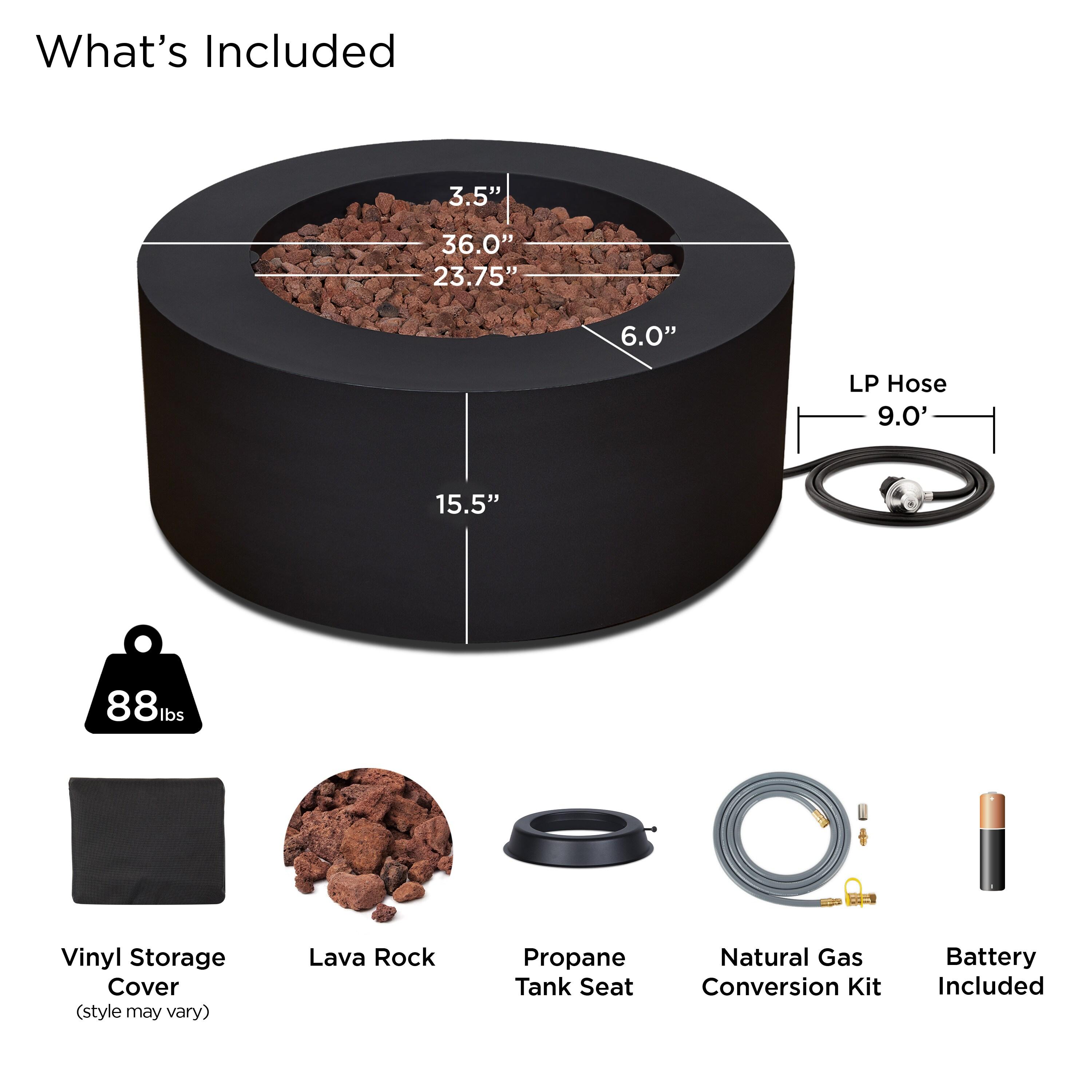 Aegean 36" Round Steel Propane or Natural Gas Fire Pit Table by Real Flame