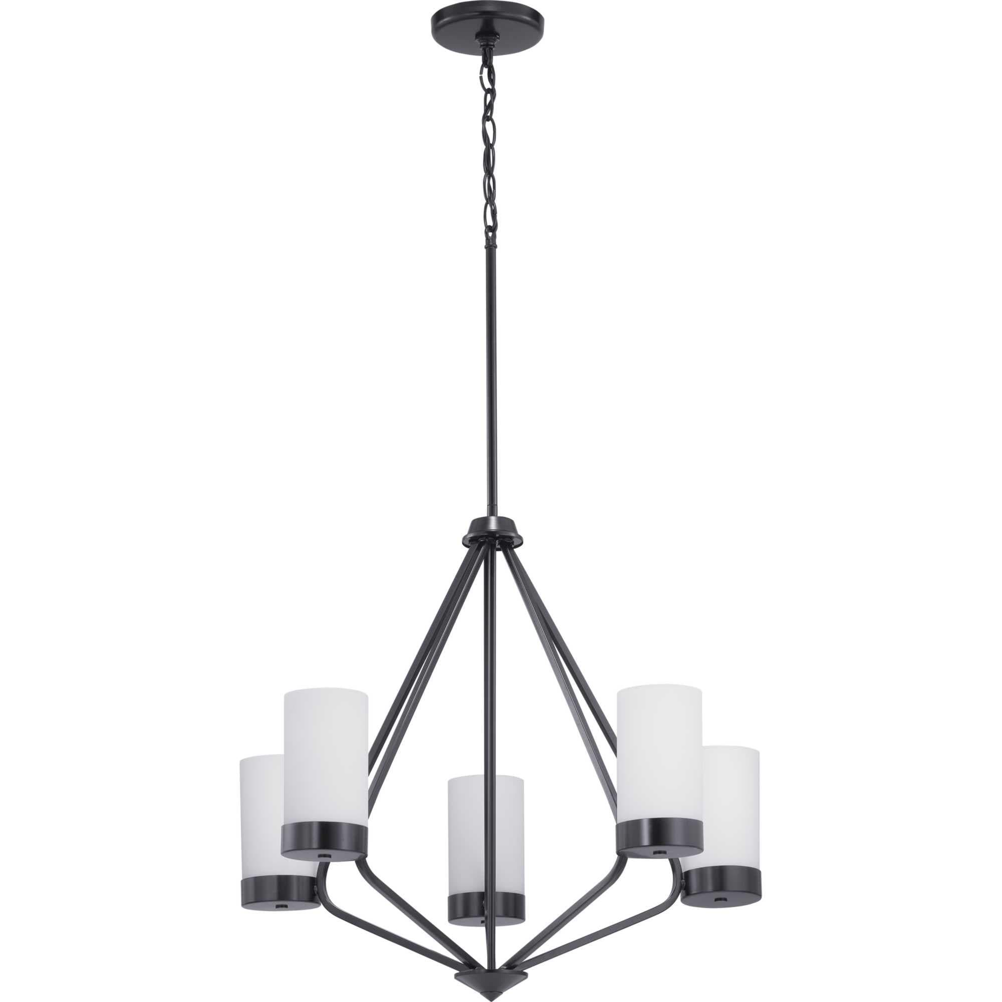 Progress Lighting Elevate 5-Light Chandelier, Steel, Matte Black, Glass Shades