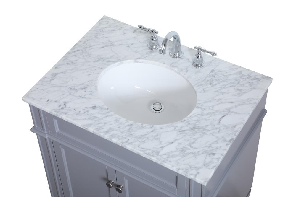 Elegant Decor Williams 30" Single Marble Top Bathroom Vanity in Gray