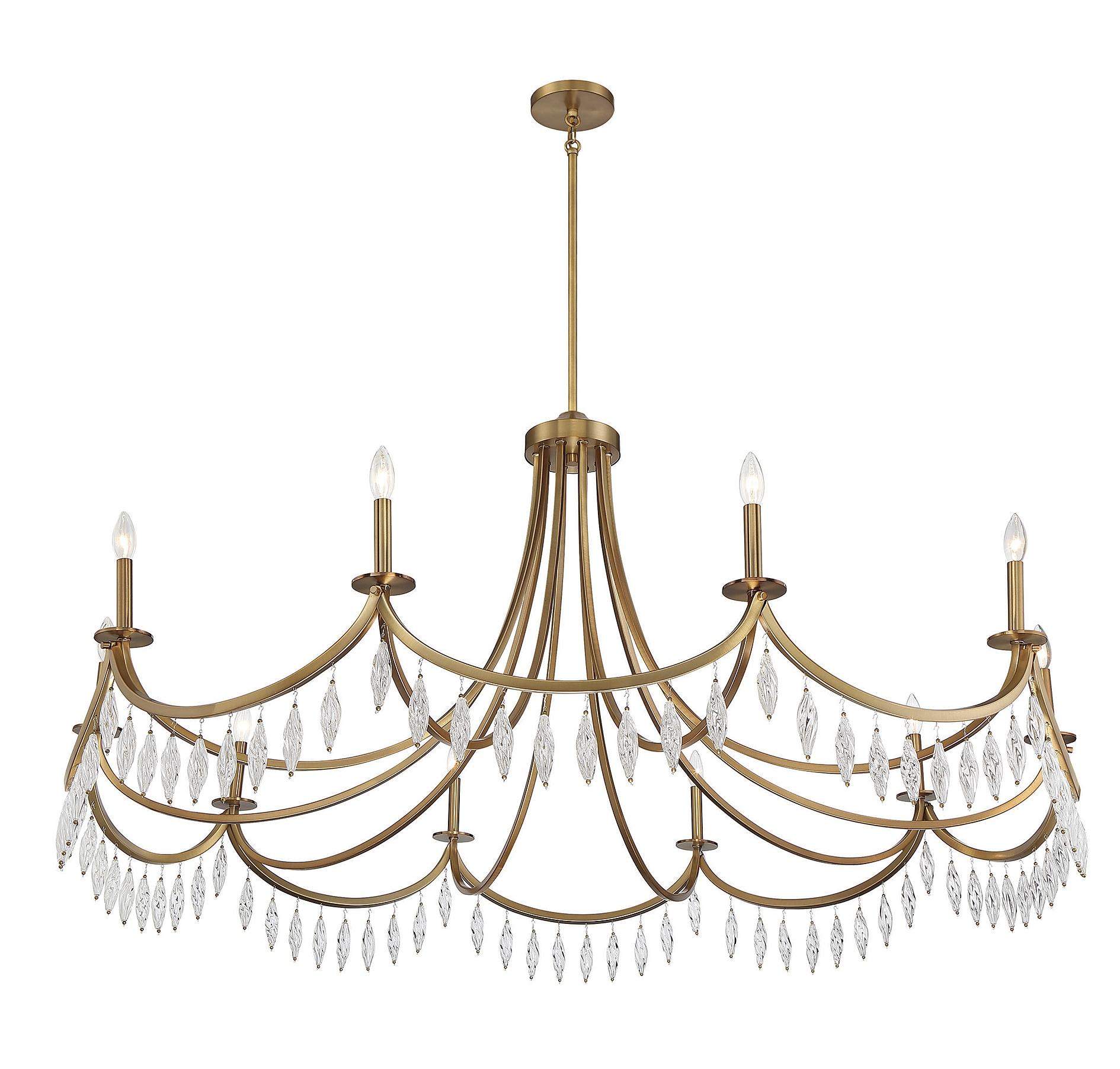 Vintage Glam Warm Brass Crystal 10-Light Chandelier