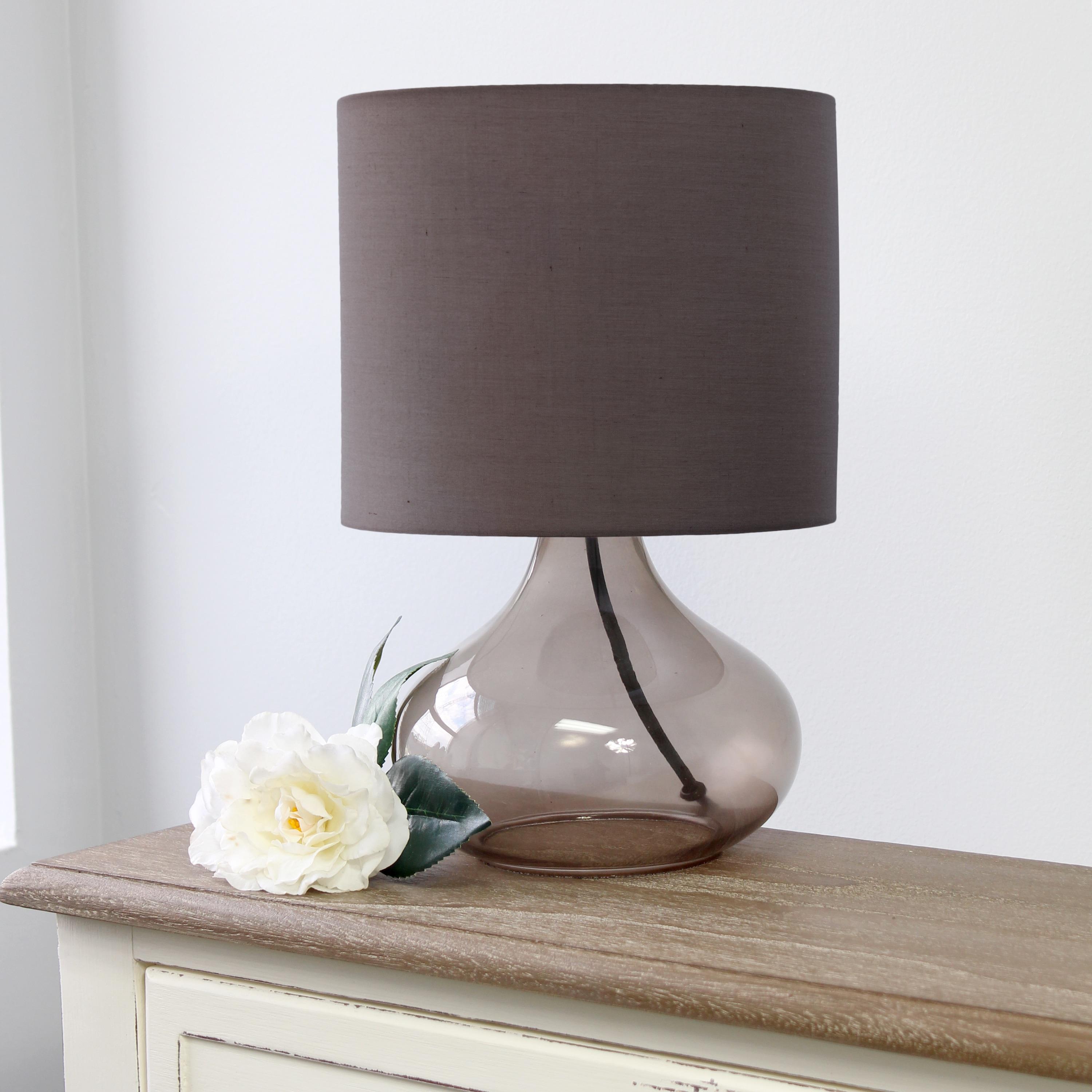 Glass Raindrop Table Lamp with Fabric Shade Gray - Simple Designs: Modern Accent for Bedroom, Office