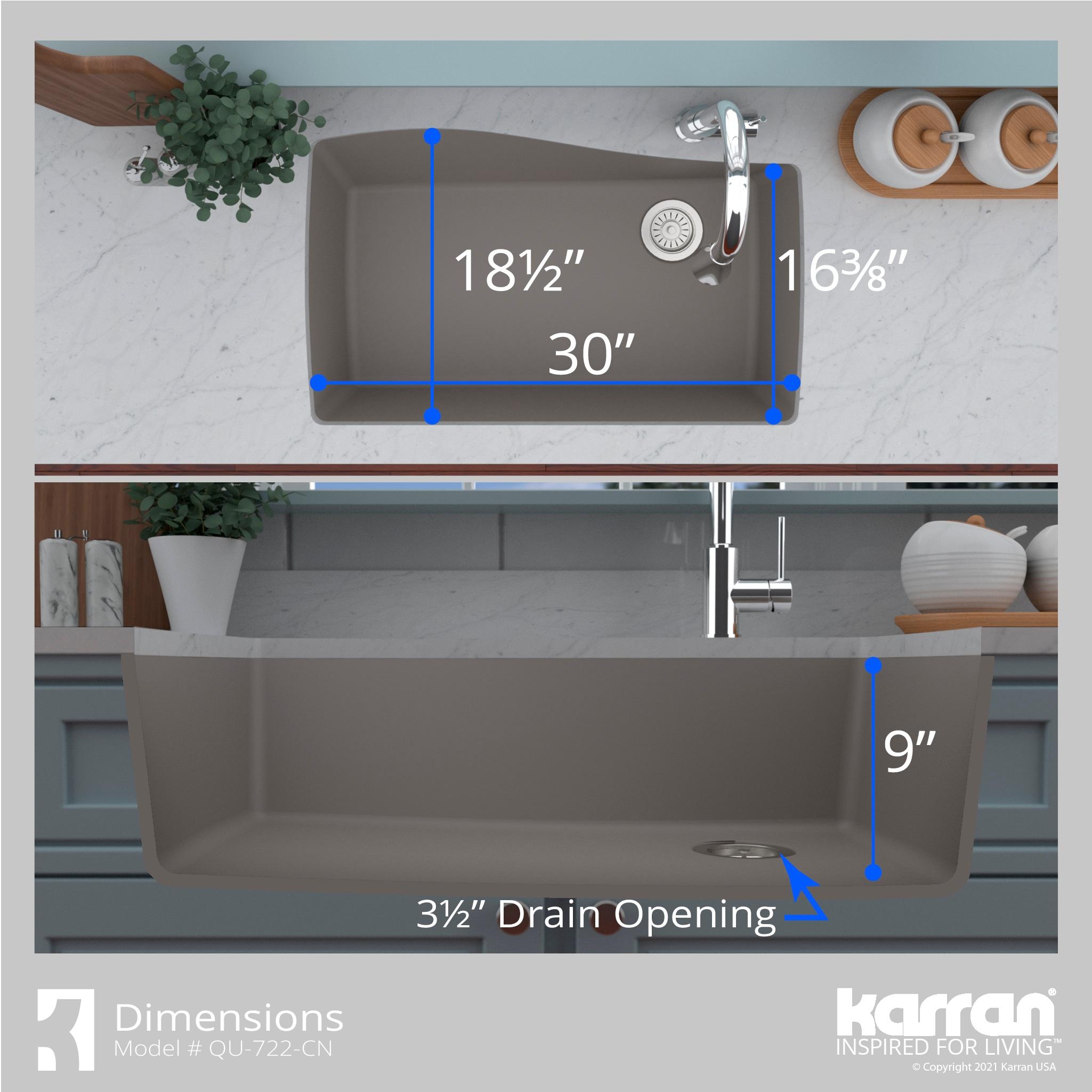 Karran Karran Quartz Composite 33-1/2'' X 21'' Single Bowl Undermount Kitchen Sink Kit QU-722-BR-PK1
