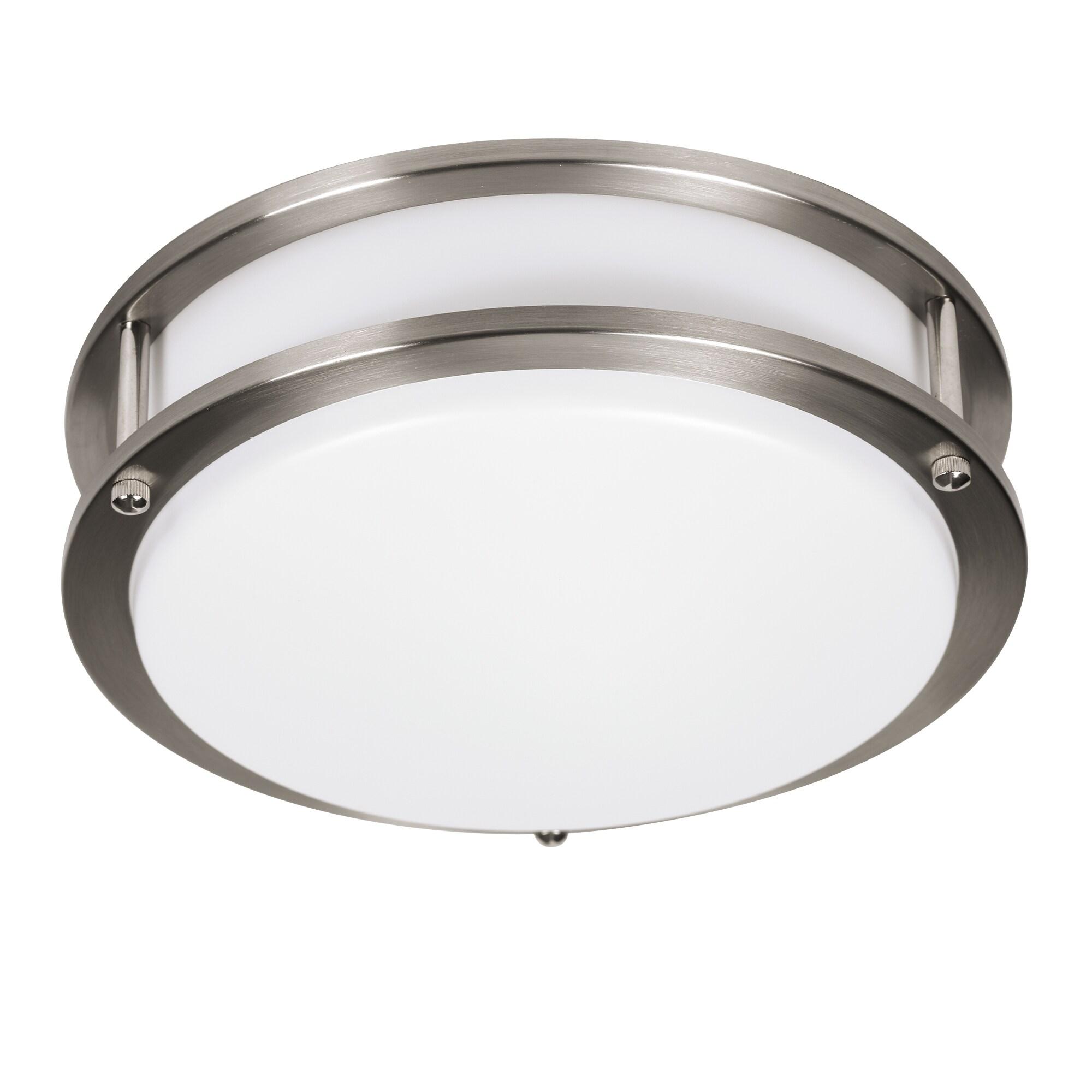 Designers Fountain Flush Mount Ceiling Light, 10 Inch Round LED DC Lighting Fixture Kitchen, Bedroom, Bathroom, Hallway, Dimmable, 1150 Lumens, 3000K/4000K/5000K, Brushed Nickel, EV1410C3C-35