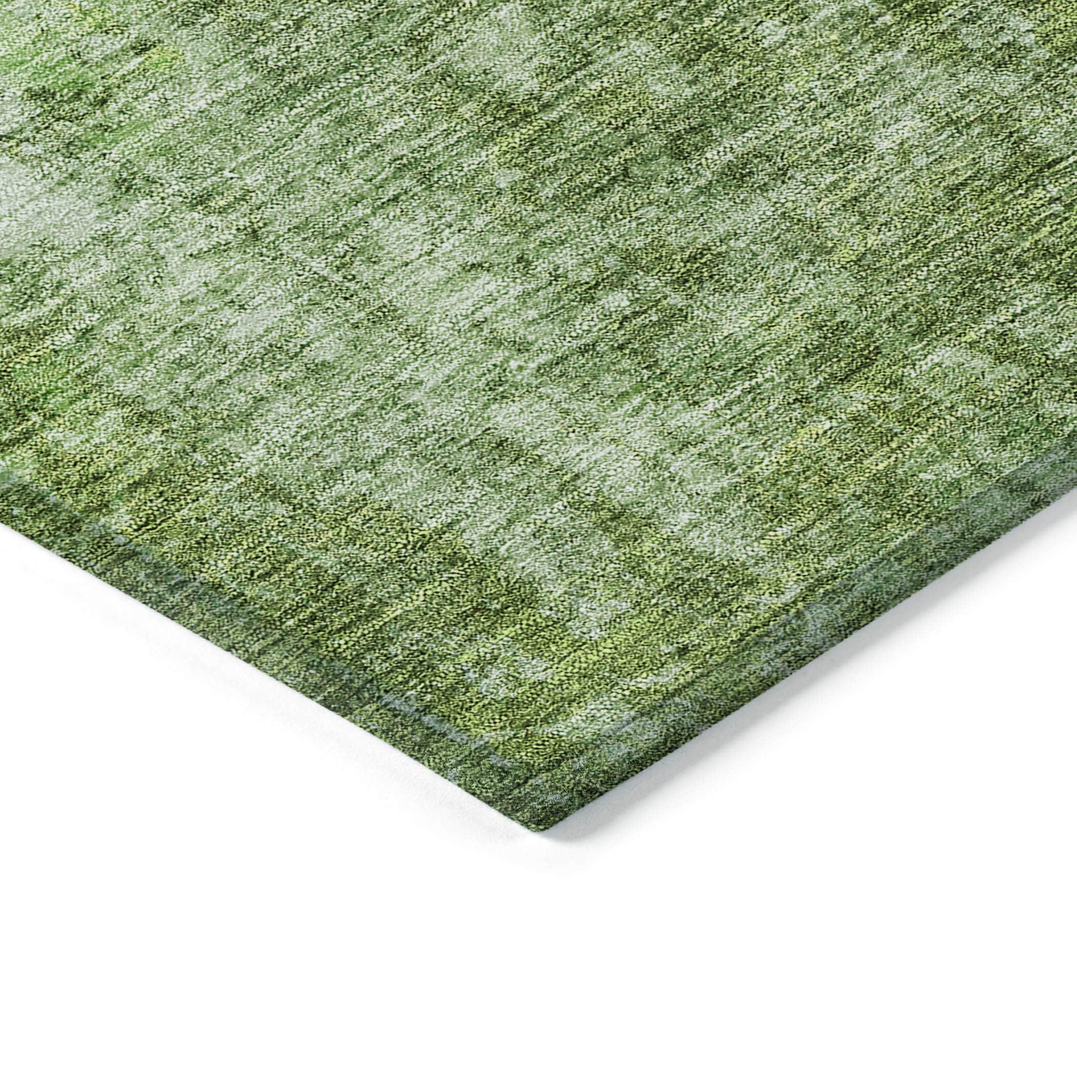 Olive Green Synthetic Flat Woven Reversible Rug 1'8" x 2'6"
