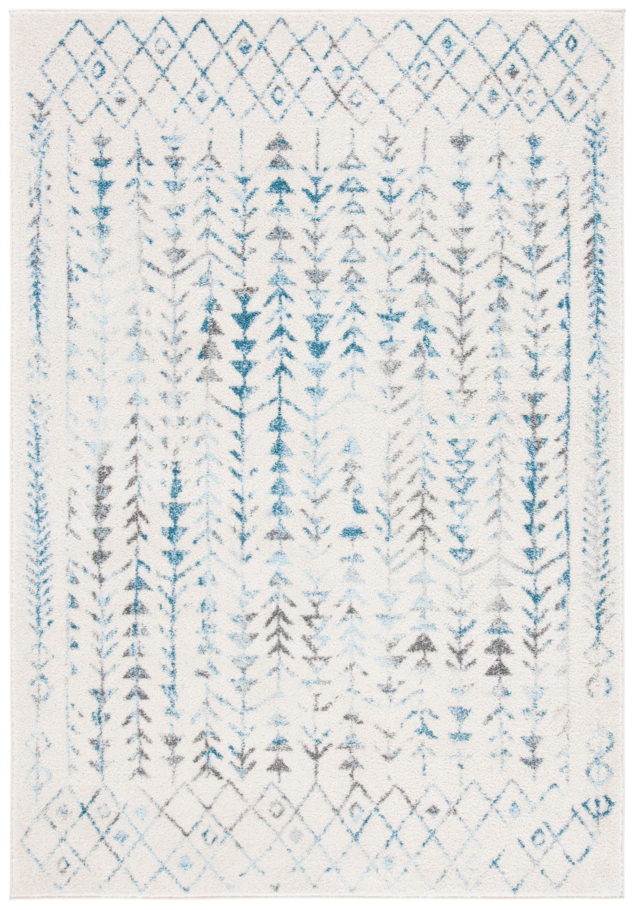 Tulum TUL262 Power Loomed Area Rug - Ivory/Turquoise - 6'x9' - Safavieh.