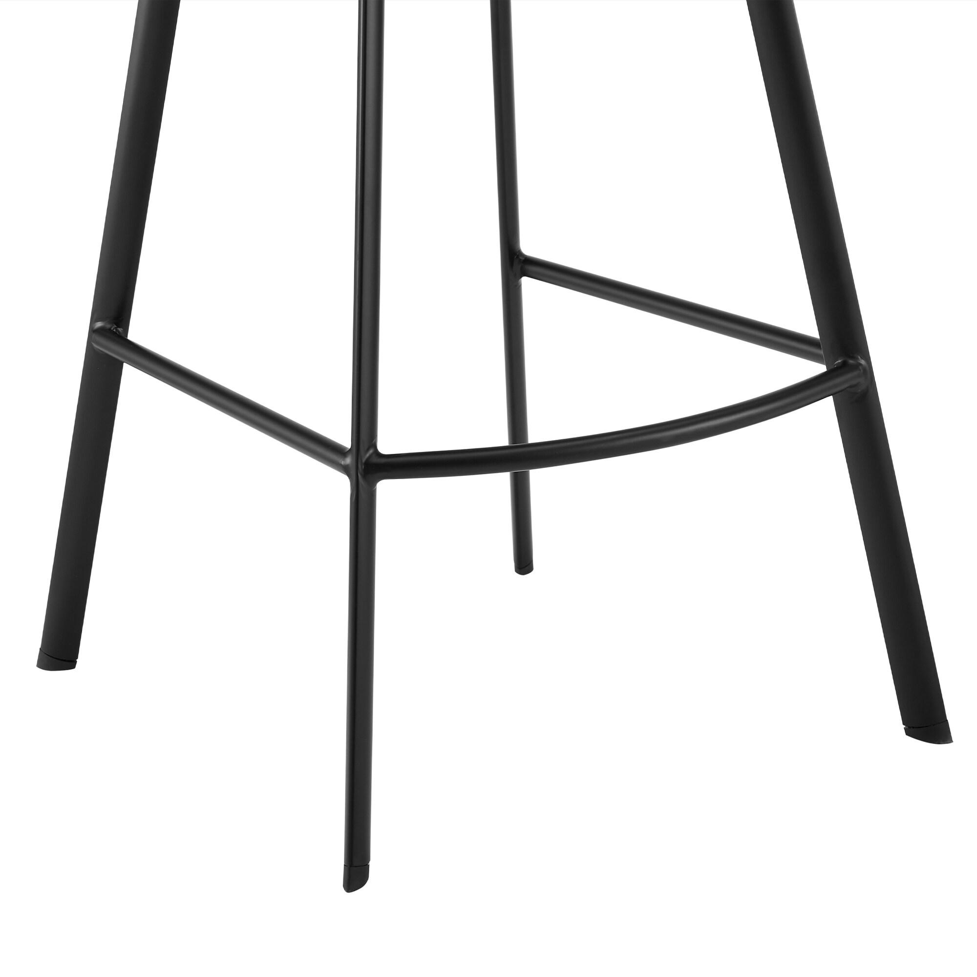 Armen Living Indoor Carise Gray Faux Leather and Black Metal Swivel 26" Counter Stool