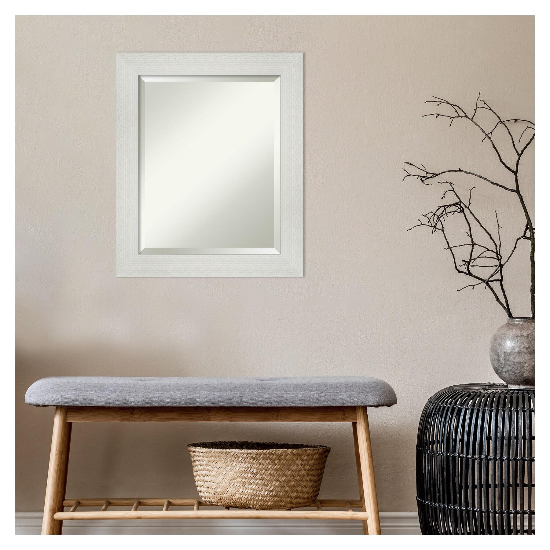 Amanti Art Mosaic White Framed Wall Mirror - 20.38 x 24.38 in