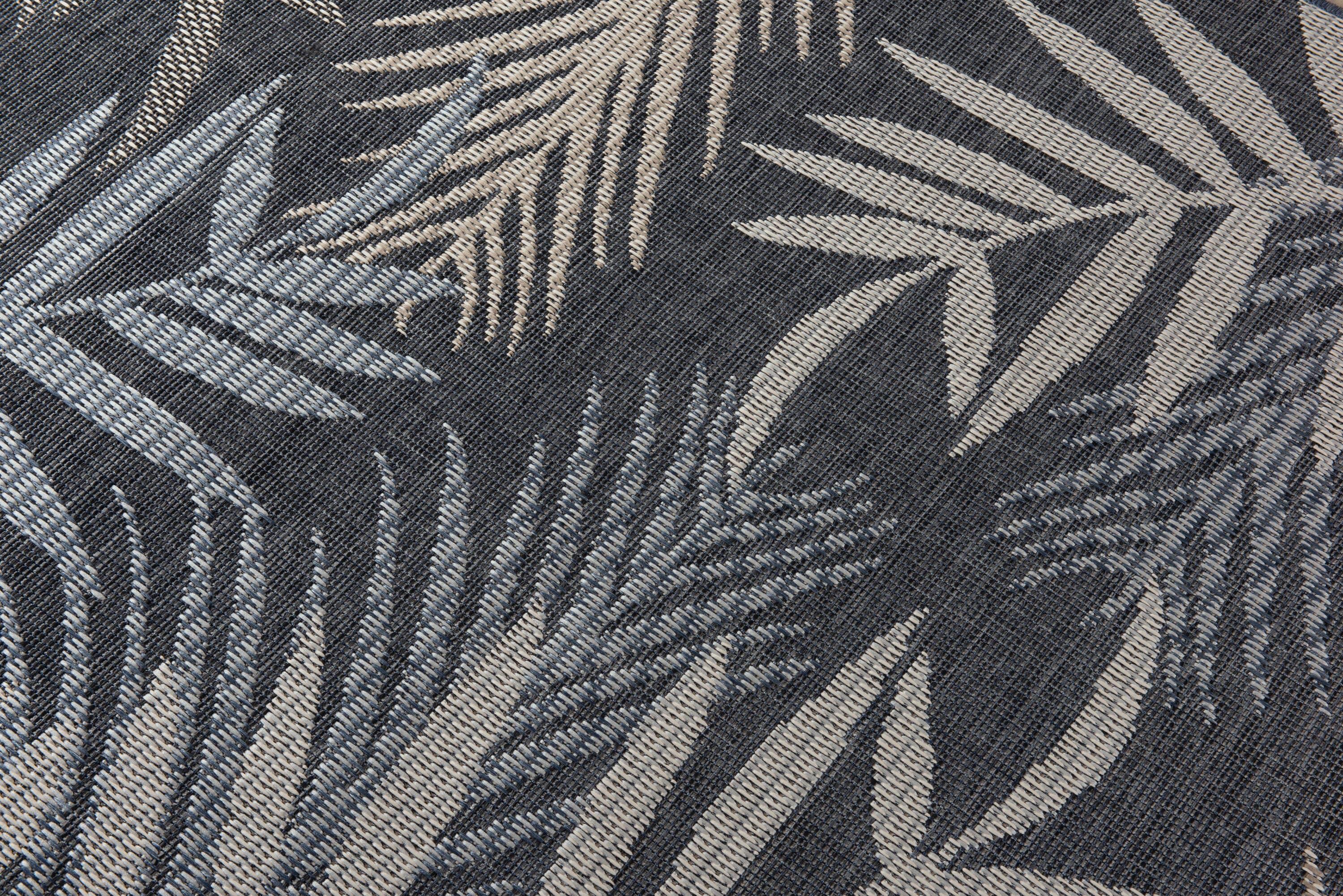 World Rug Gallery Bahama Palm Frond Indoor/Outdoor Area Rug - Blue 5' x 7'
