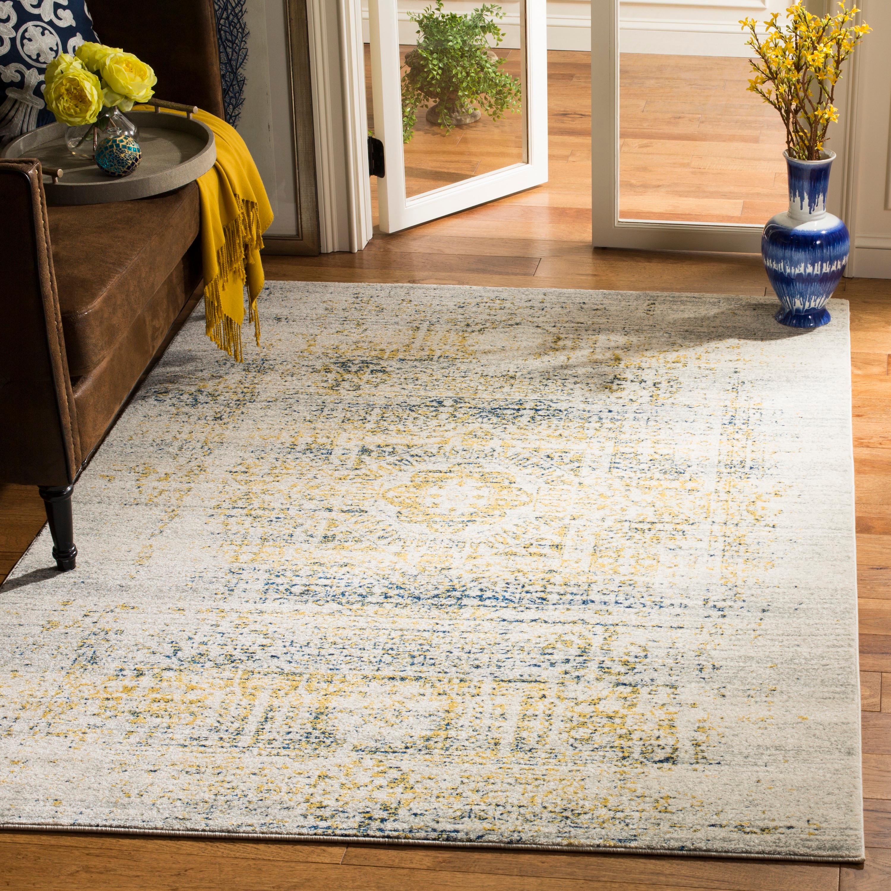 Evoke EVK232 Power Loomed Accent Rug - Ivory/Blue - 3'x5' - Safavieh.