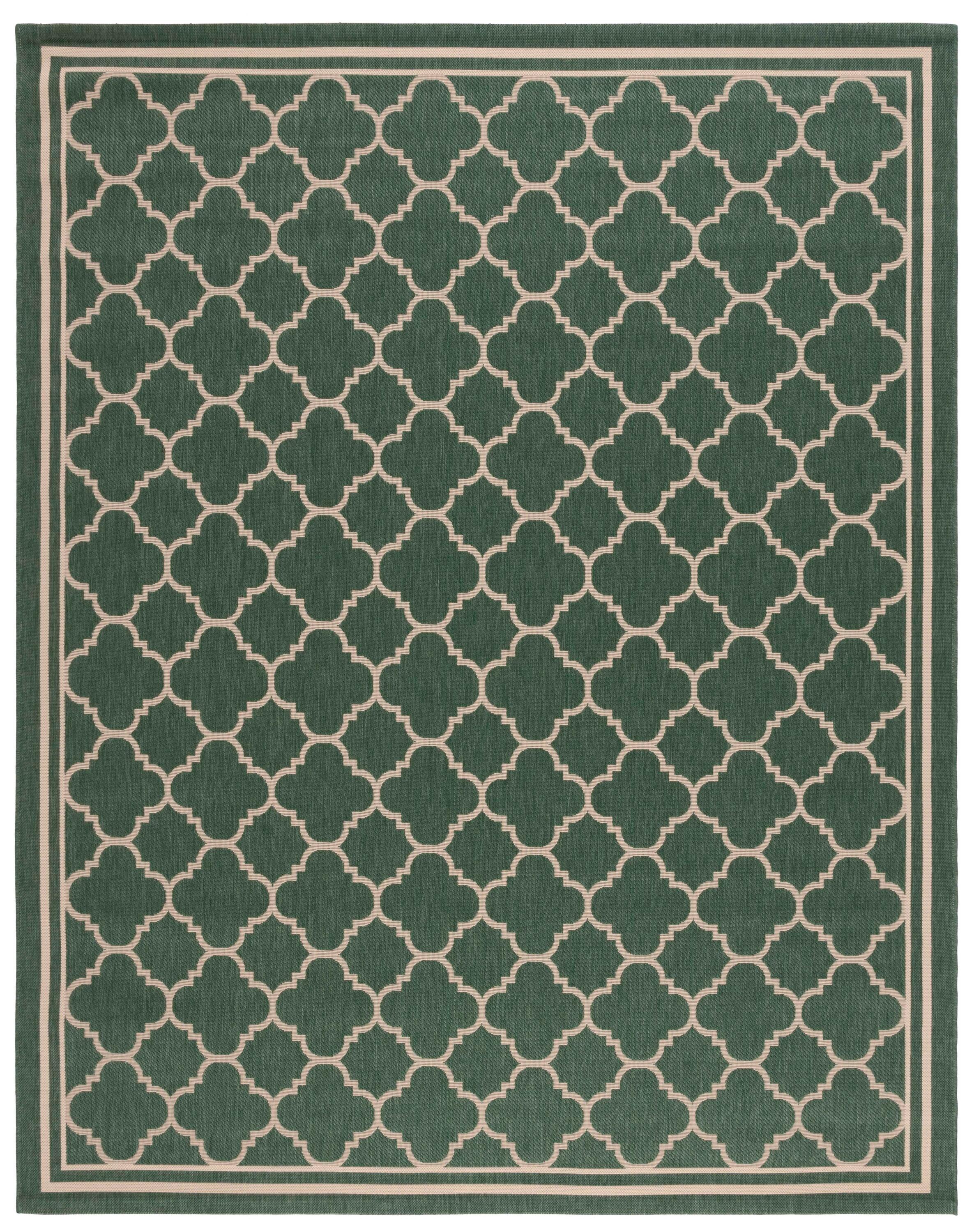 Courtyard CY6112 Power Loomed Indoor and Outdoor Area Rug - Dark Green/Beige - 9'x12' - Safavieh