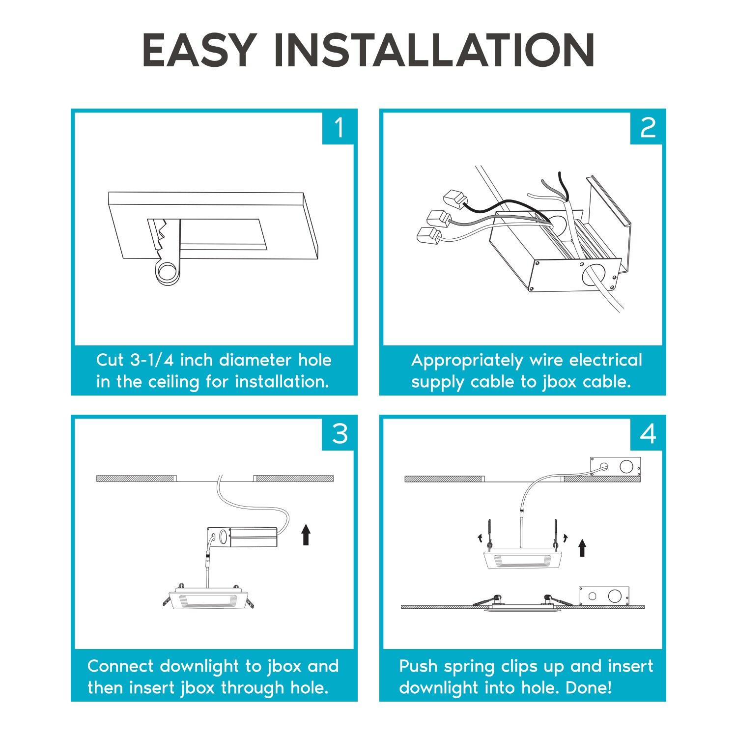 3'' Selectable Color Temperature Dimmable Air-Tight IC Rated LED Canless Recessed Lighting Kit