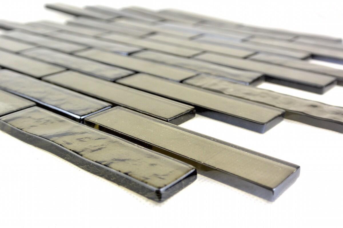 Landscape 1 in. x 4 in. Translucent Glass Plastic Face Mounted Brick Mosaic Designer Pool Tile