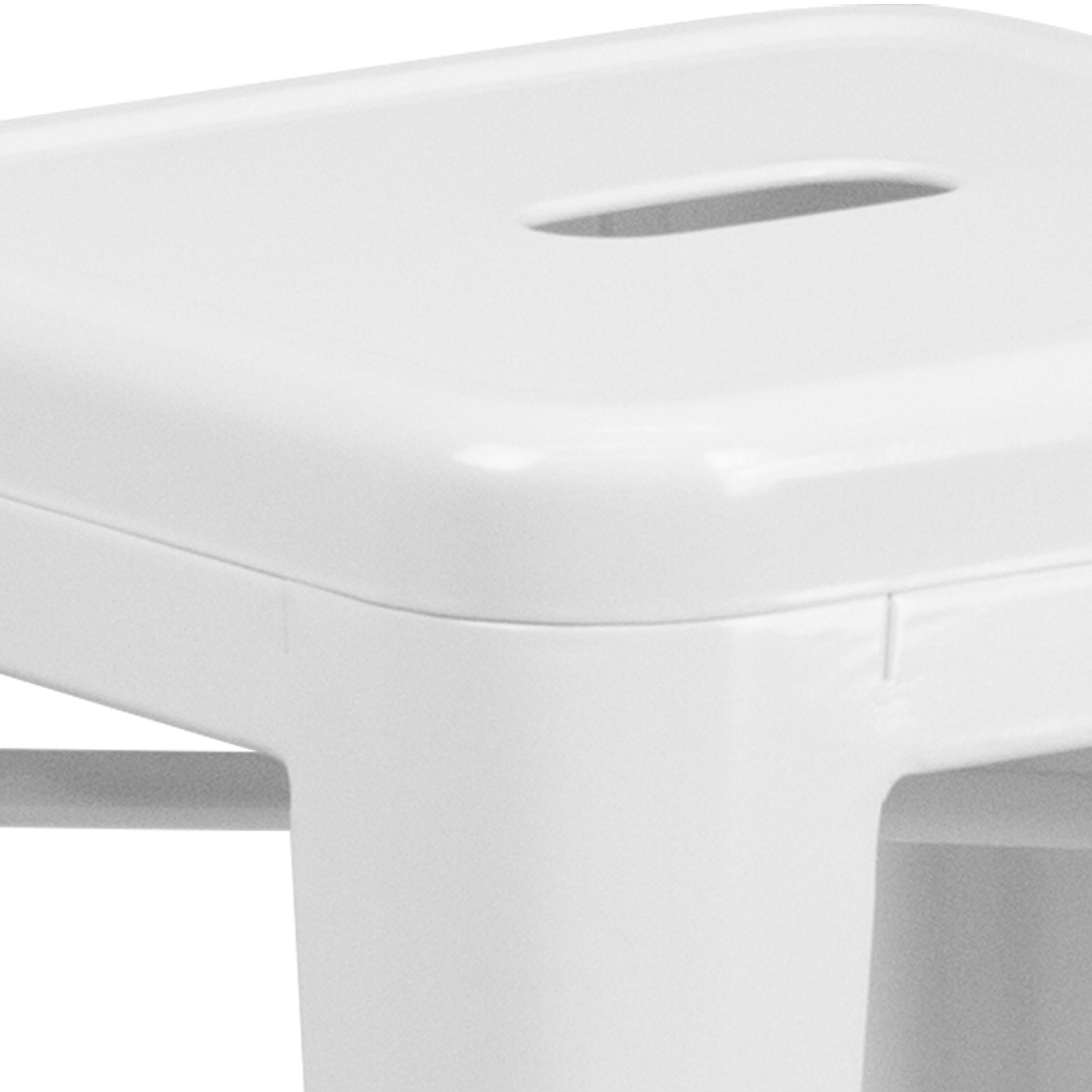 Flash Furniture Commercial Grade 24" High Backless White Metal Indoor-Outdoor Counter Height Stool with Square Seat