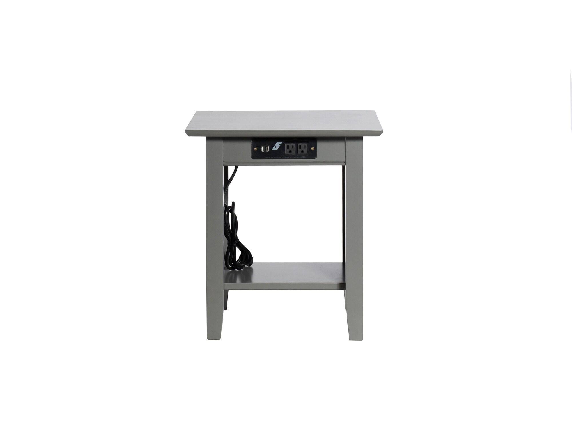 Nantucket End Table with Charger Gray - AFI: USB Ports, AC Outlets, Eco-Friendly Hardwood