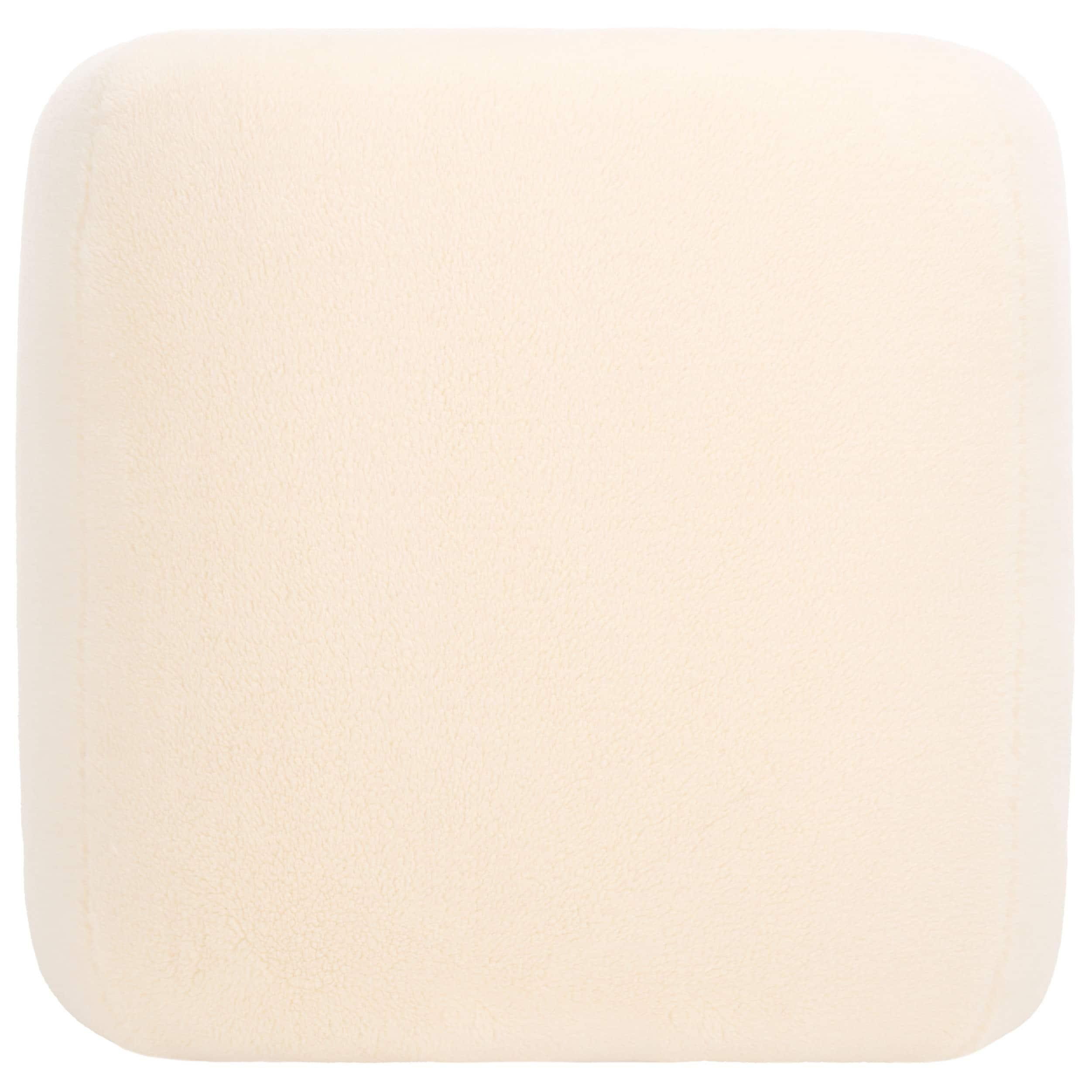 SAFAVIEH Kibo Modern Faux Shearling Ottoman, Cream