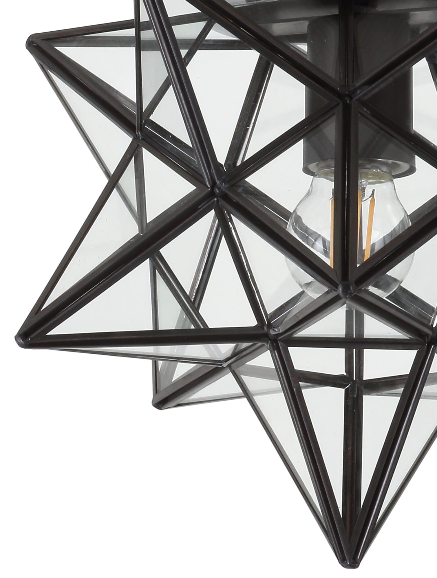 Stella 12" Moravian Star Metal/Clear Glass LED Flush Mount, Oil Rubbed Bronze