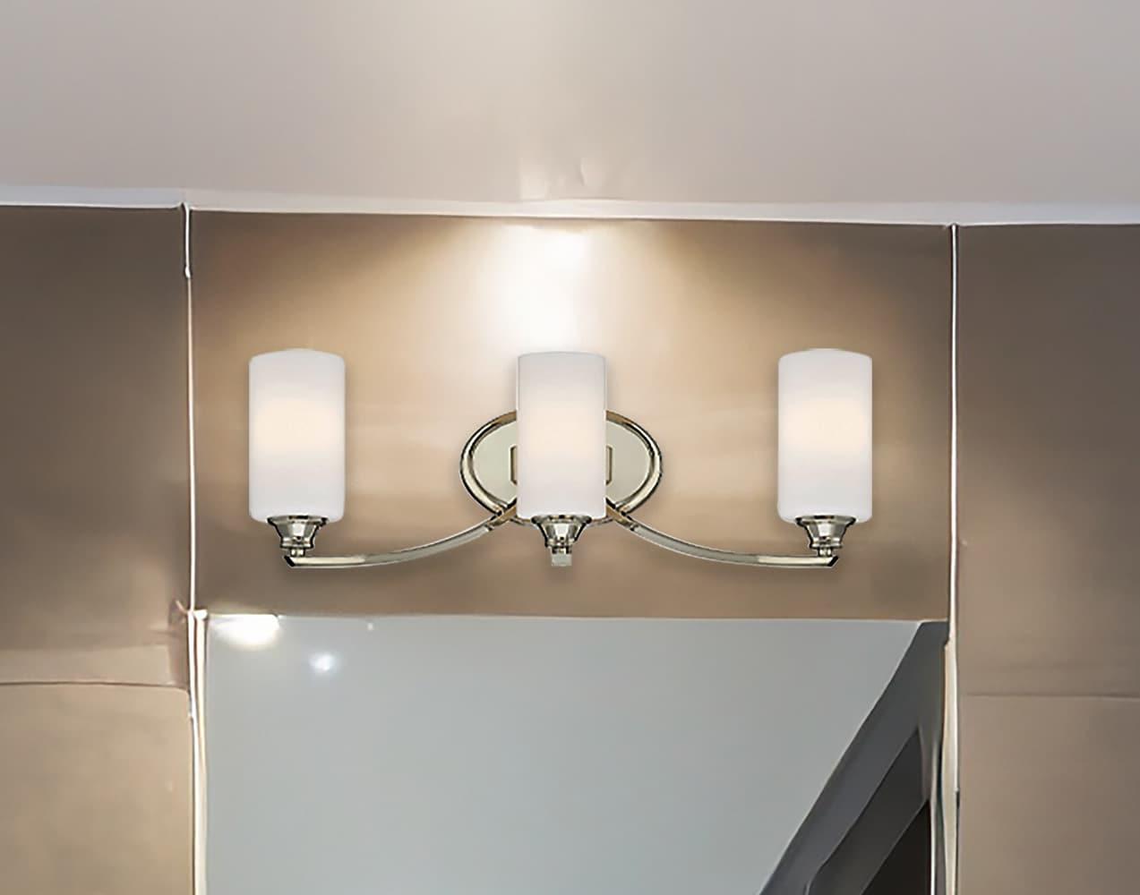 Minka Lavery Modern Wall Light Polished Nickel Hardwired 24 1/4" 3-Light Fixture Etched Opal Glass for Bathroom Vanity Living Room