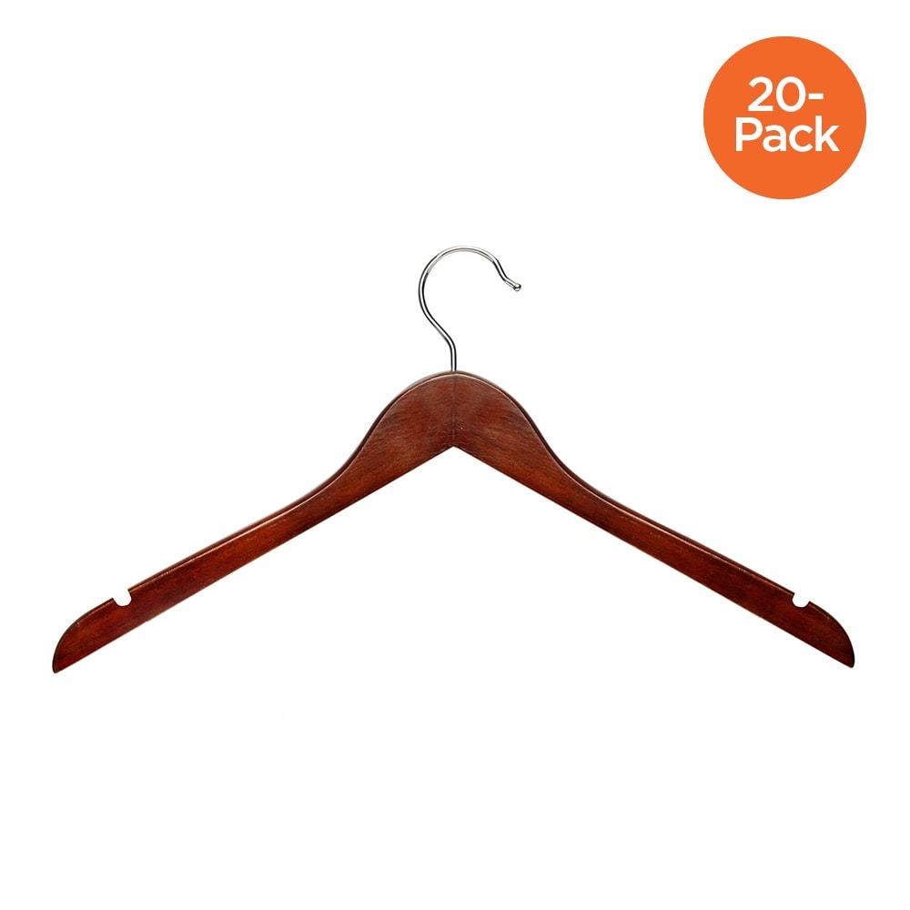Honey-Can-Do Cherry Finish Wood Shirt Clothes Hangers, 20 Pack