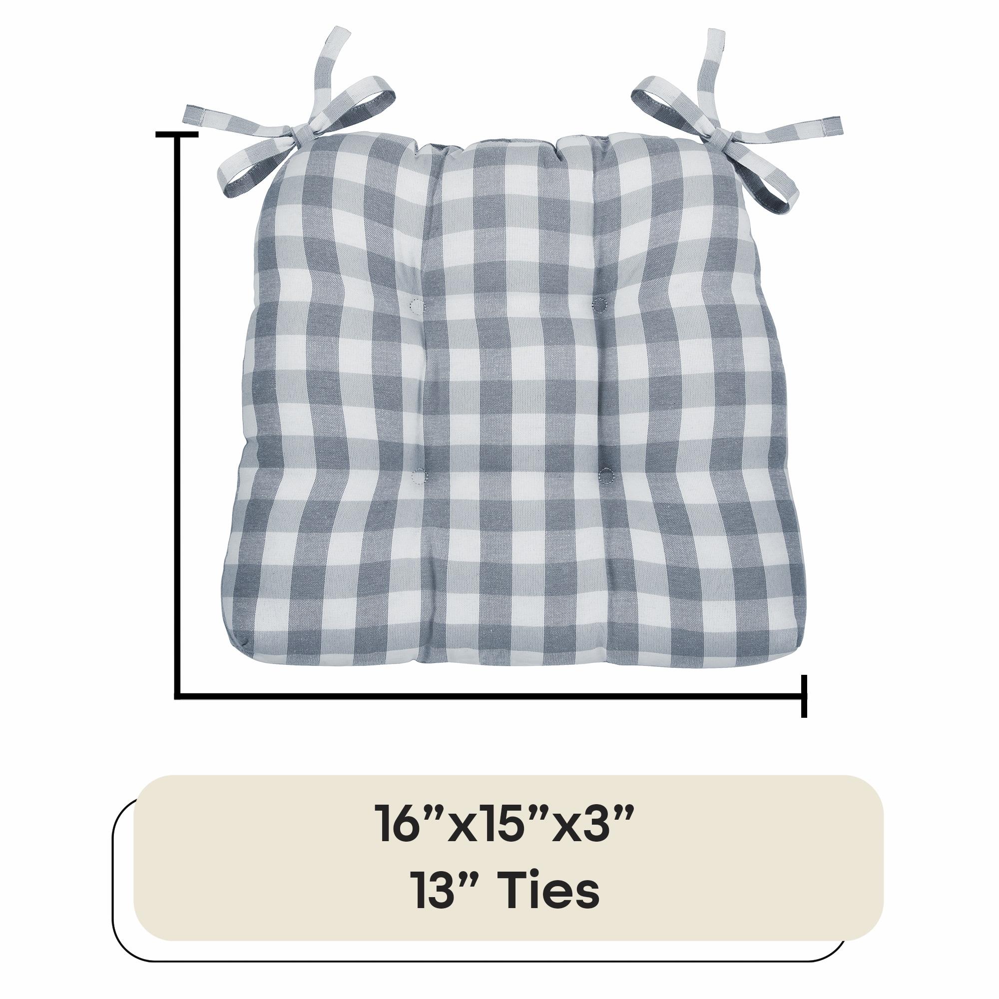 Kate Aurora Set of 2 Country Farmhouse Plaid Stain/Water Resistant Chair Cushions - Gray