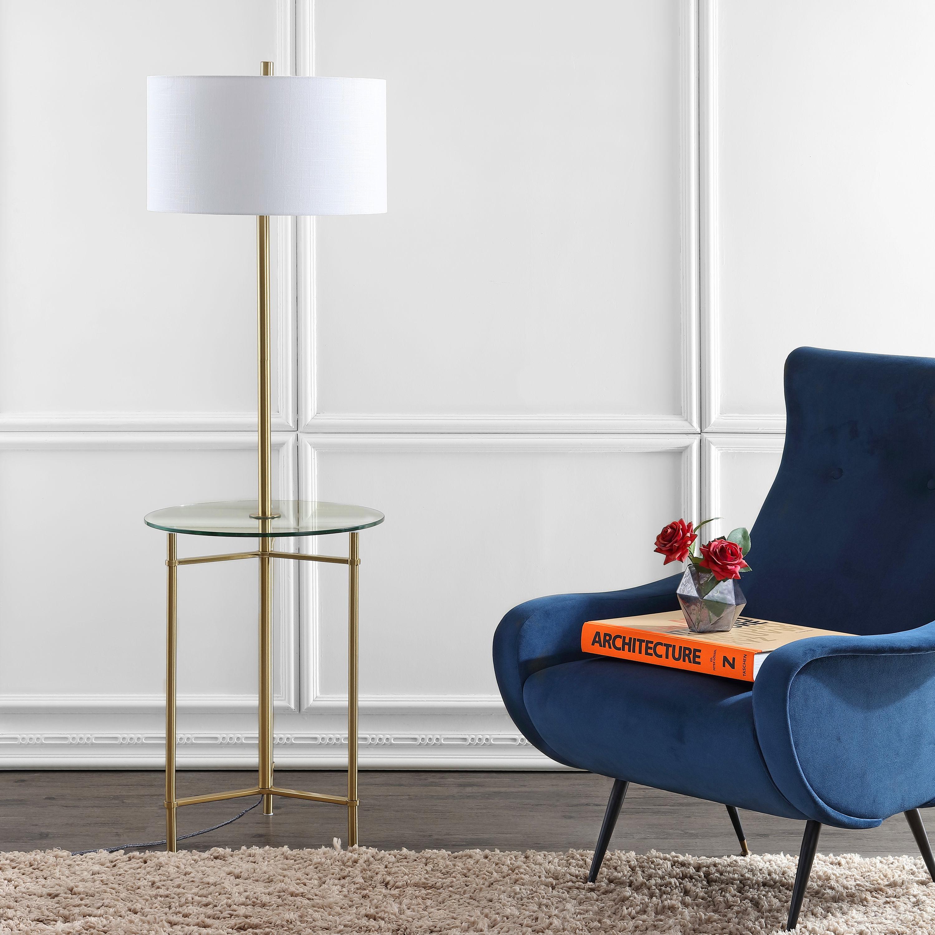 Jonathan Y Charles Metal/Glass Led Side Table And Floor Lamp