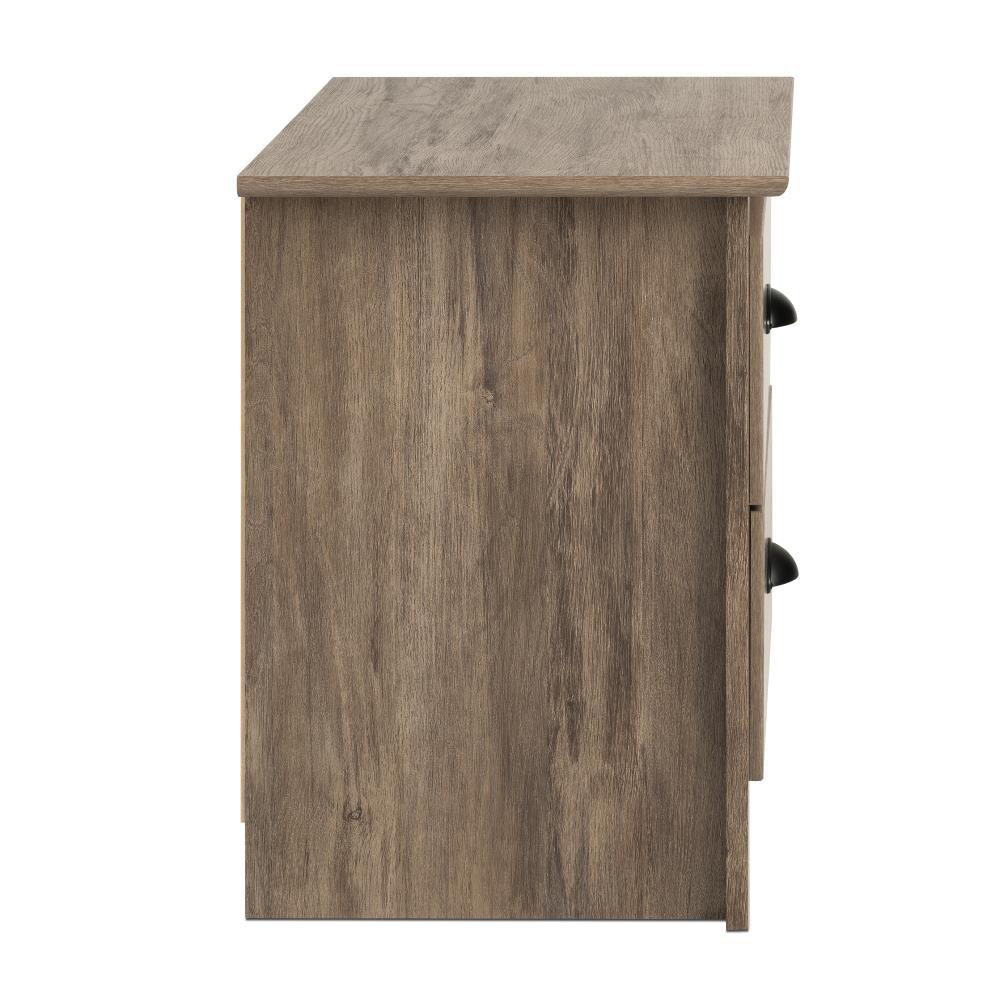 Salt Spring 2 Drawer Nightstand Drifted Gray - Prepac: Coastal Style, Black Metal Handles