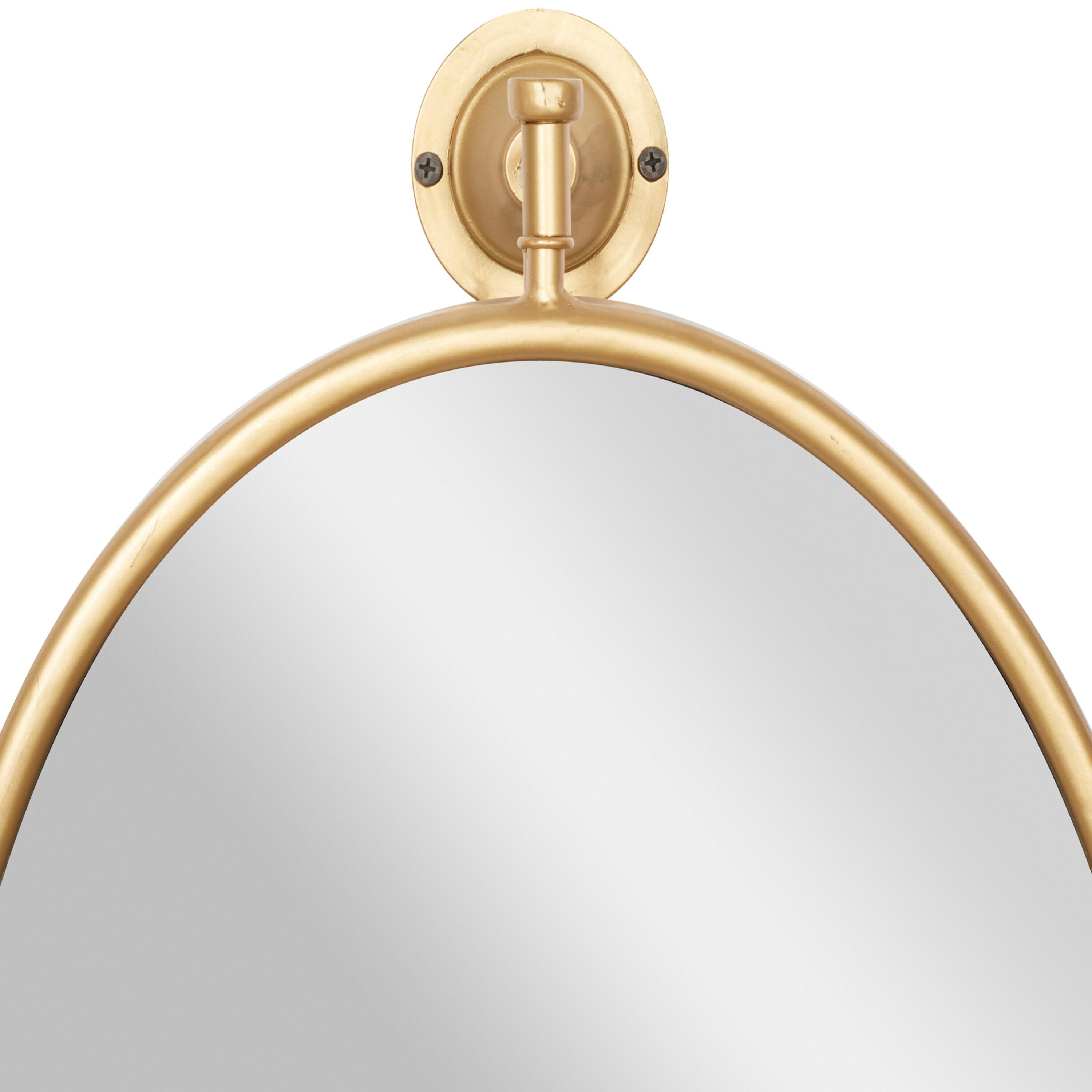 DecMode 15" x 29" Gold Oval Shaped Wall Mirror