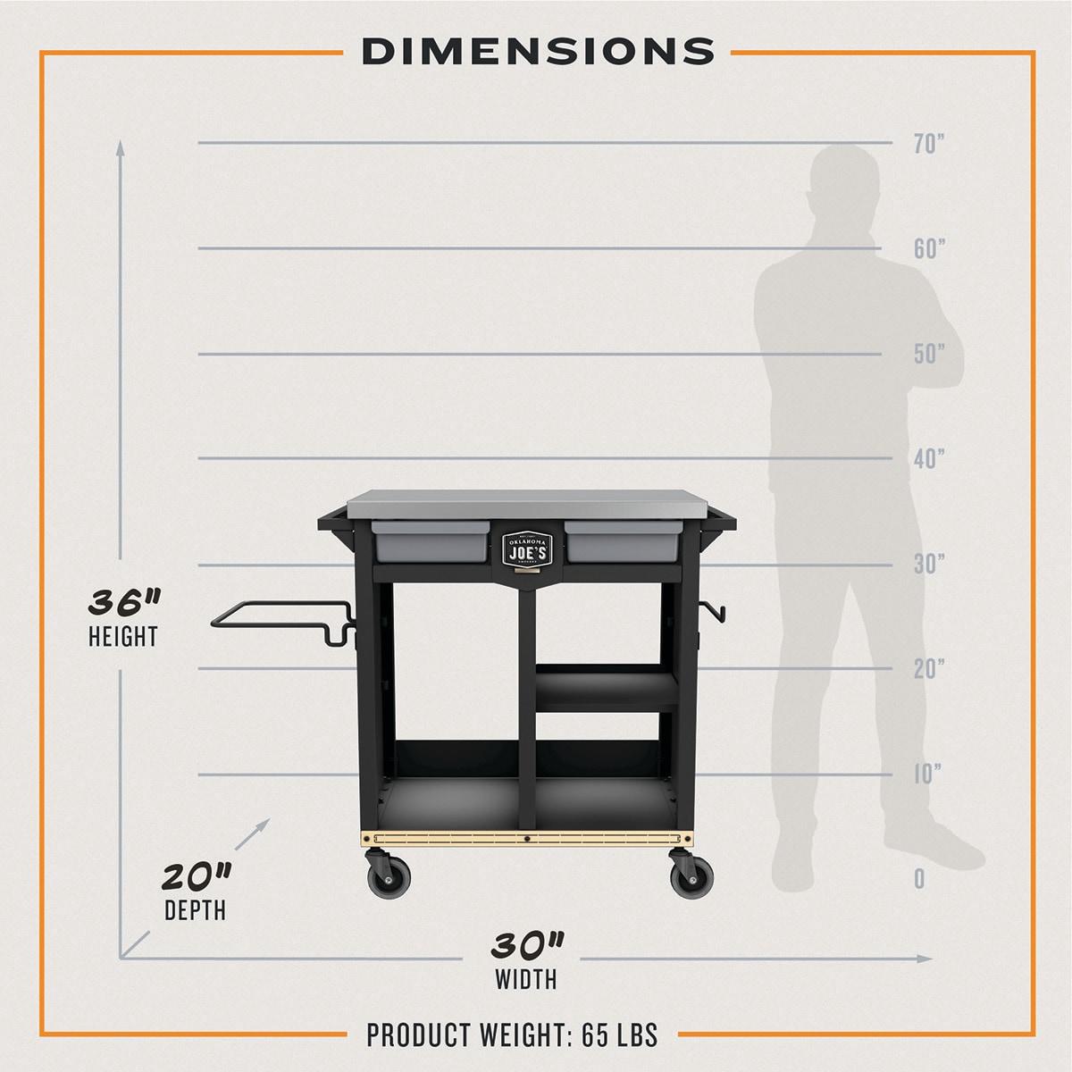 Oklahoma Joe's Prep/Storage Cart Steel 36 in. H X 20 in. W X 30 in. L