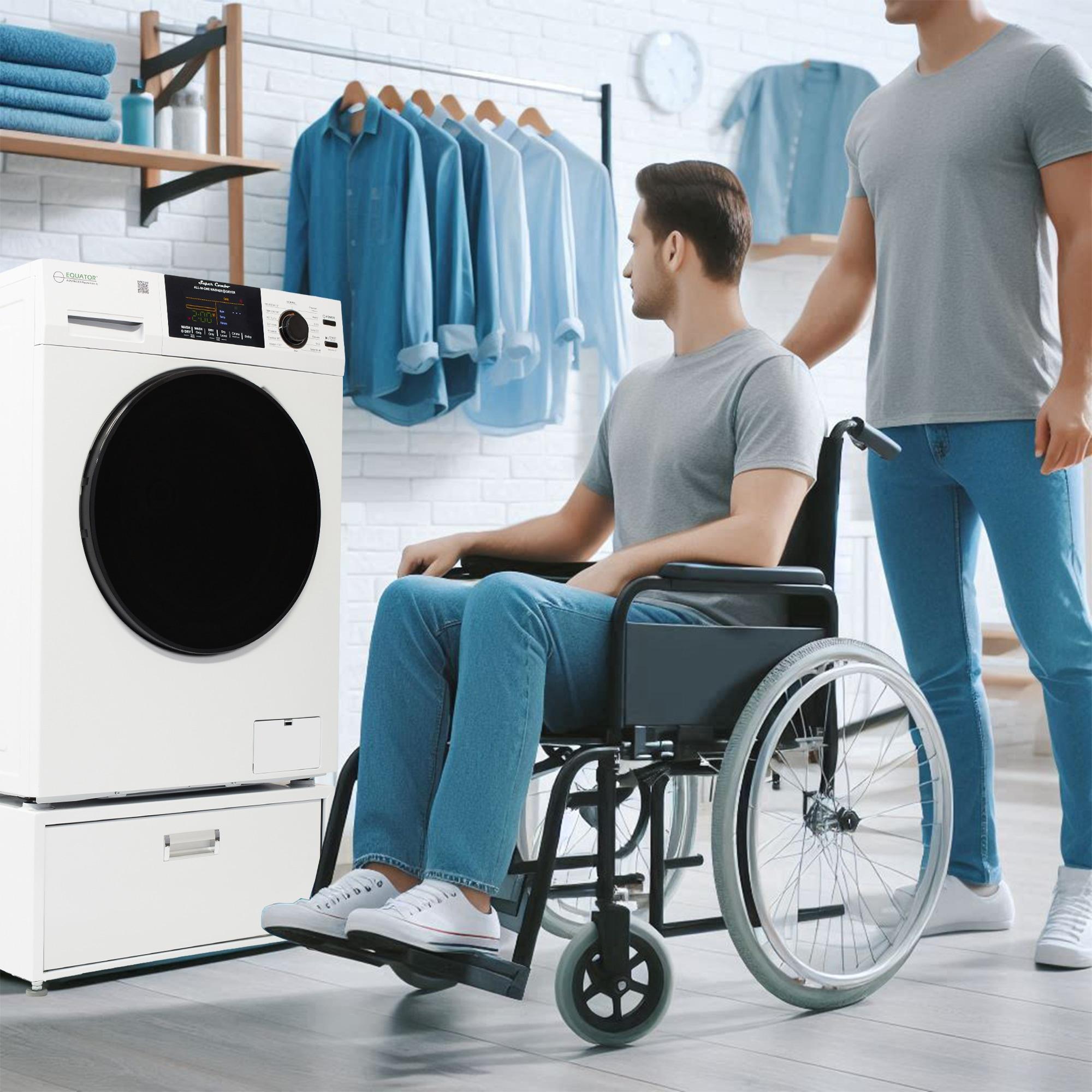 Equator Advanced Appliances Equator All-in-one Washer Dryer Ventless FULLY BUILTIN 0-CLEARANCE 1.62cf/15lbs 110V 1400RPM + Pedestal EZ 4700 C + PDL 4455 White