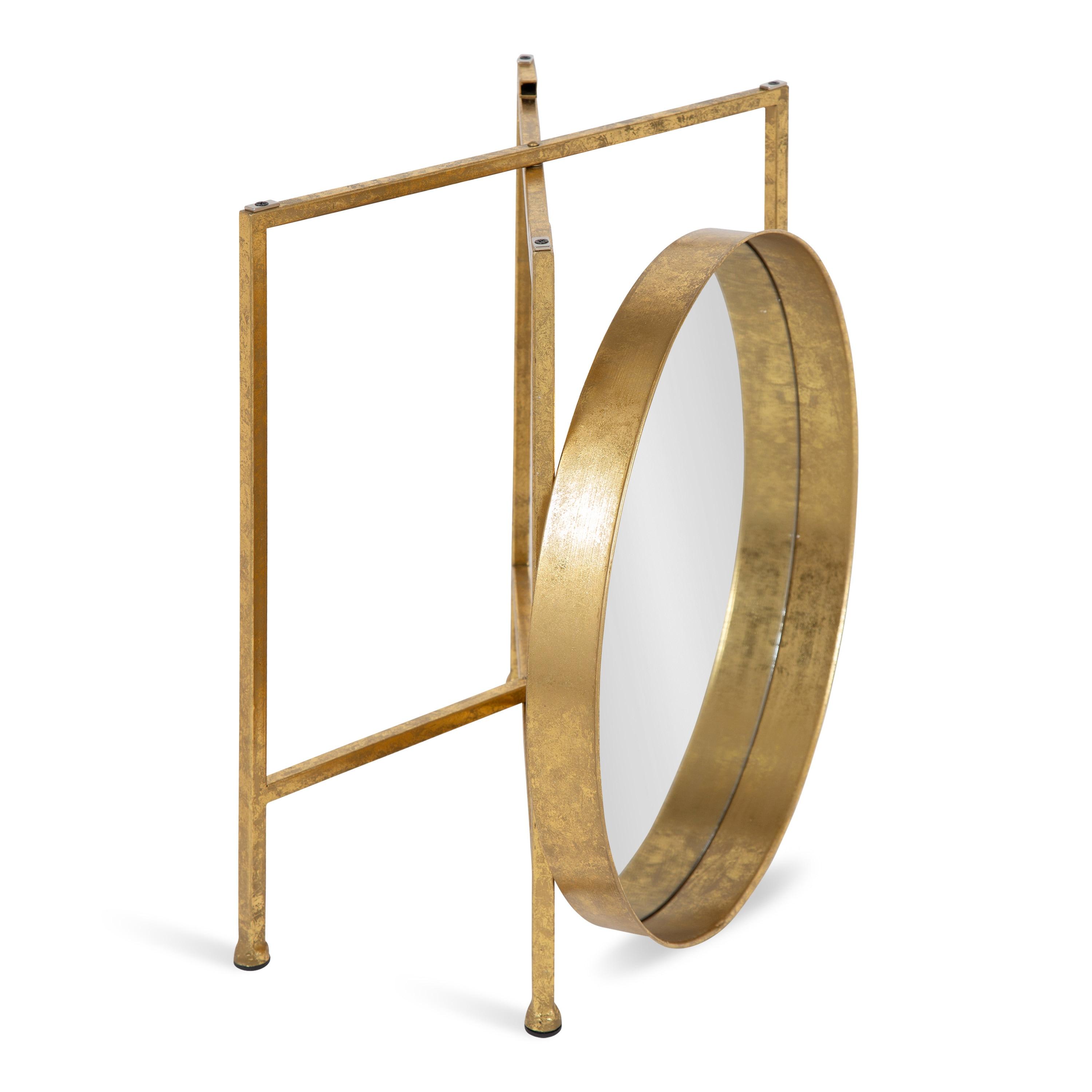 Kate and Laurel Celia Round Metal Side Table, 18.25x18.25x22, Gold and Mirror