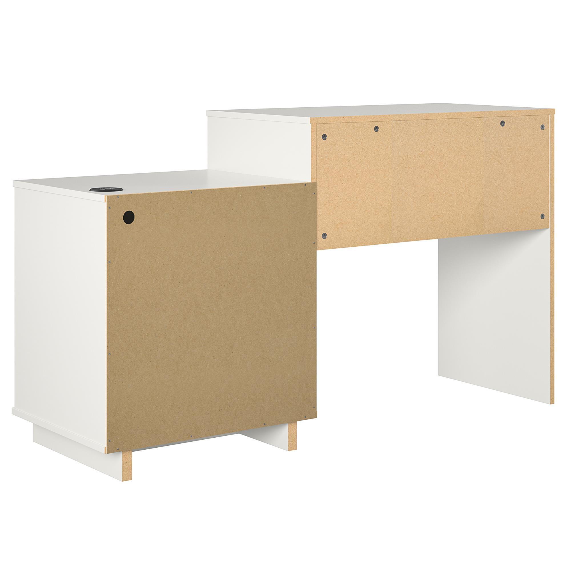 Ravelston White Wood Computer Desk with Filing Cabinet