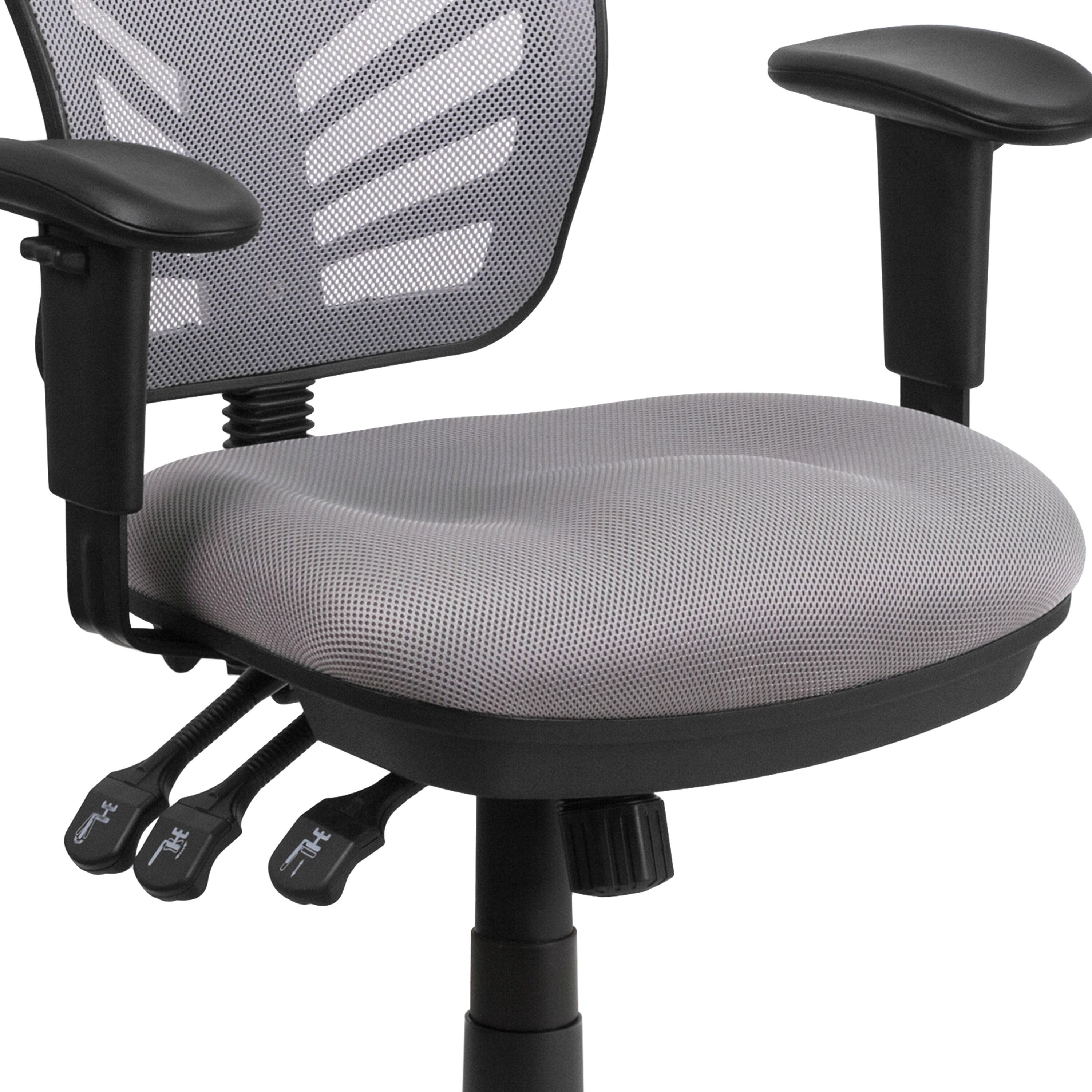 Flash Furniture Mid-Back Gray Mesh Multifunction Executive Swivel Ergonomic Office Chair with Adjustable Arms