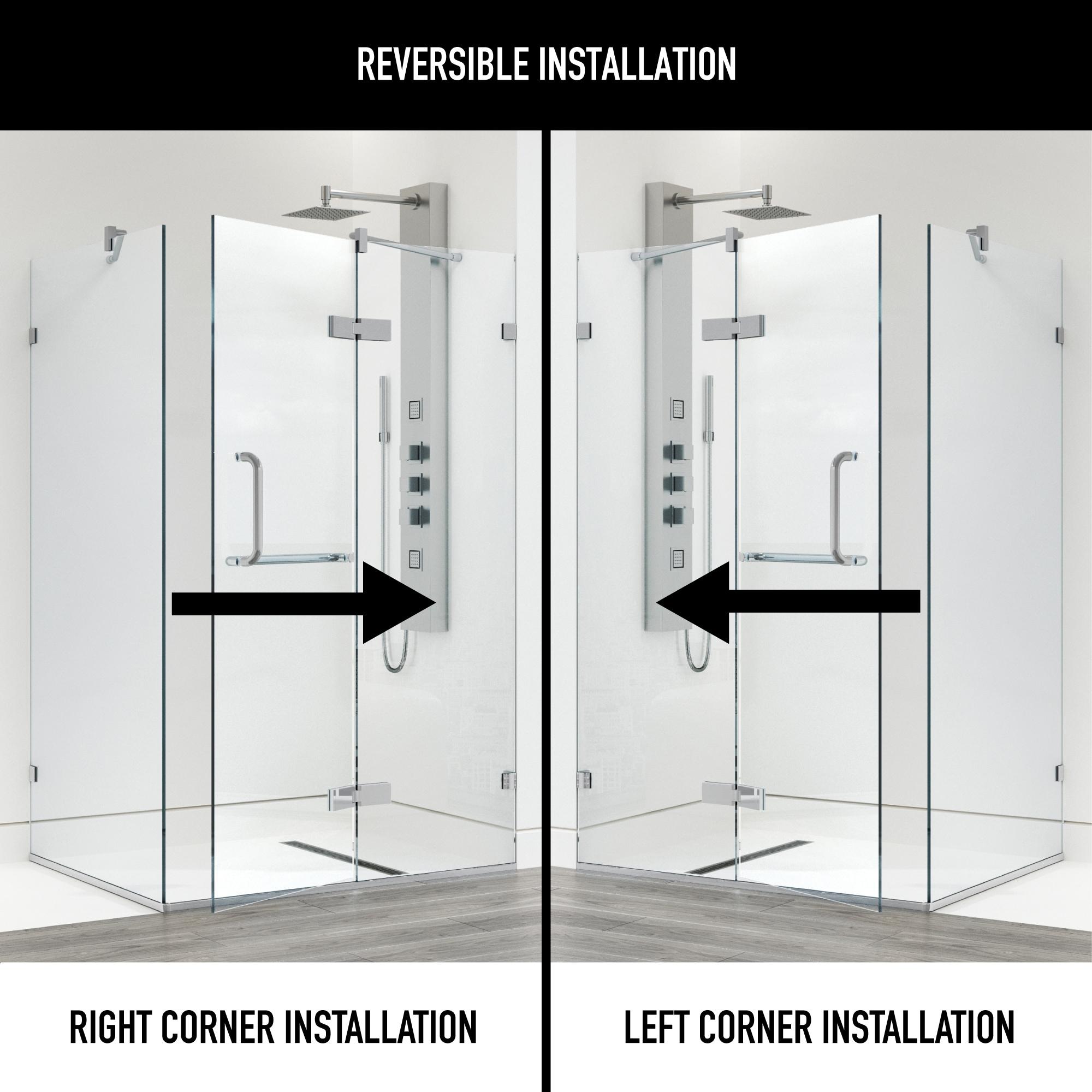 VIGO Monteray 46" W x 30" D x 73" H Hinged Frameless Shower Enclosure with 3/8  Clear Glass VG6011CHCL48