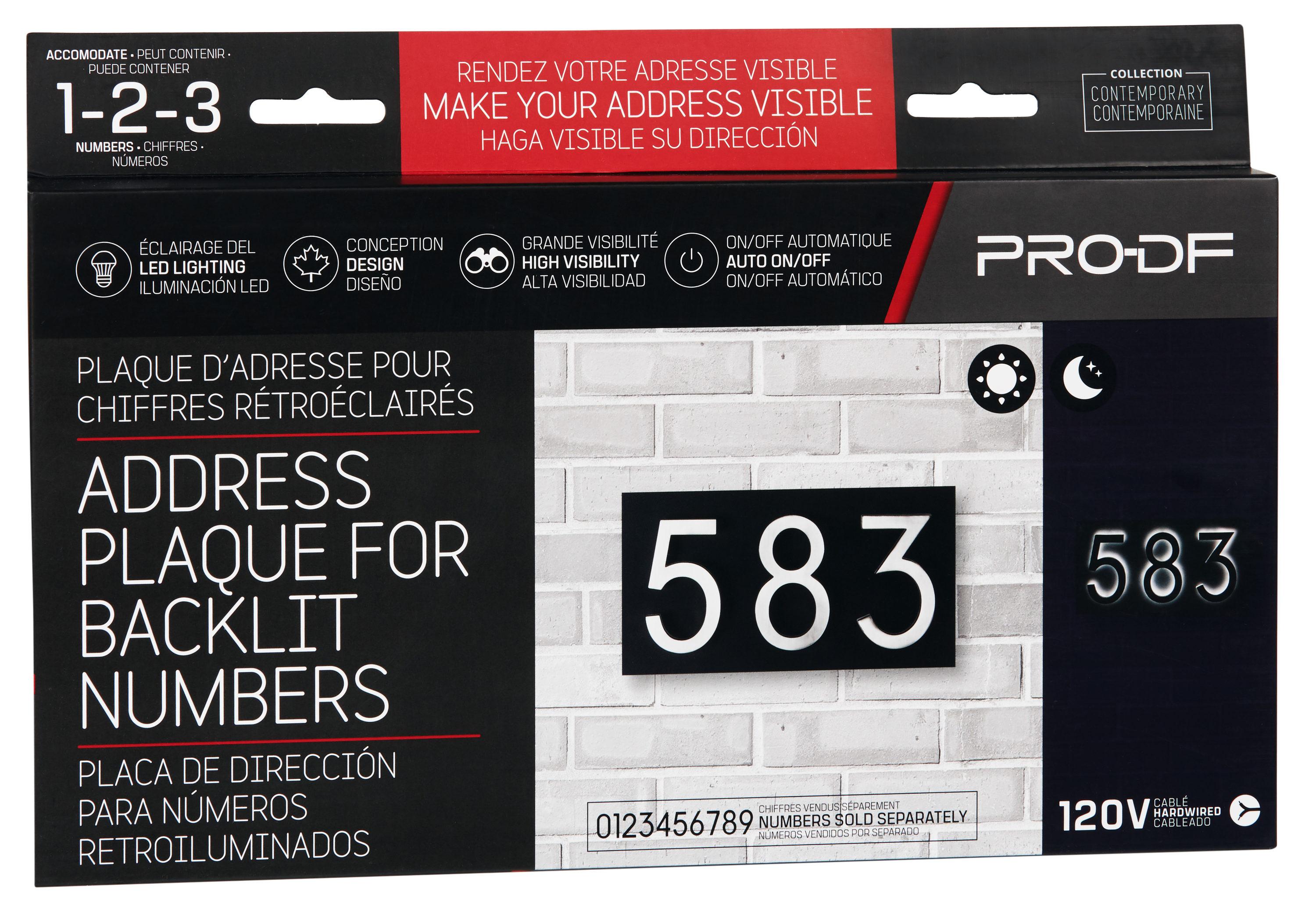 Address Plaque for Backlit LED Numbers, Black