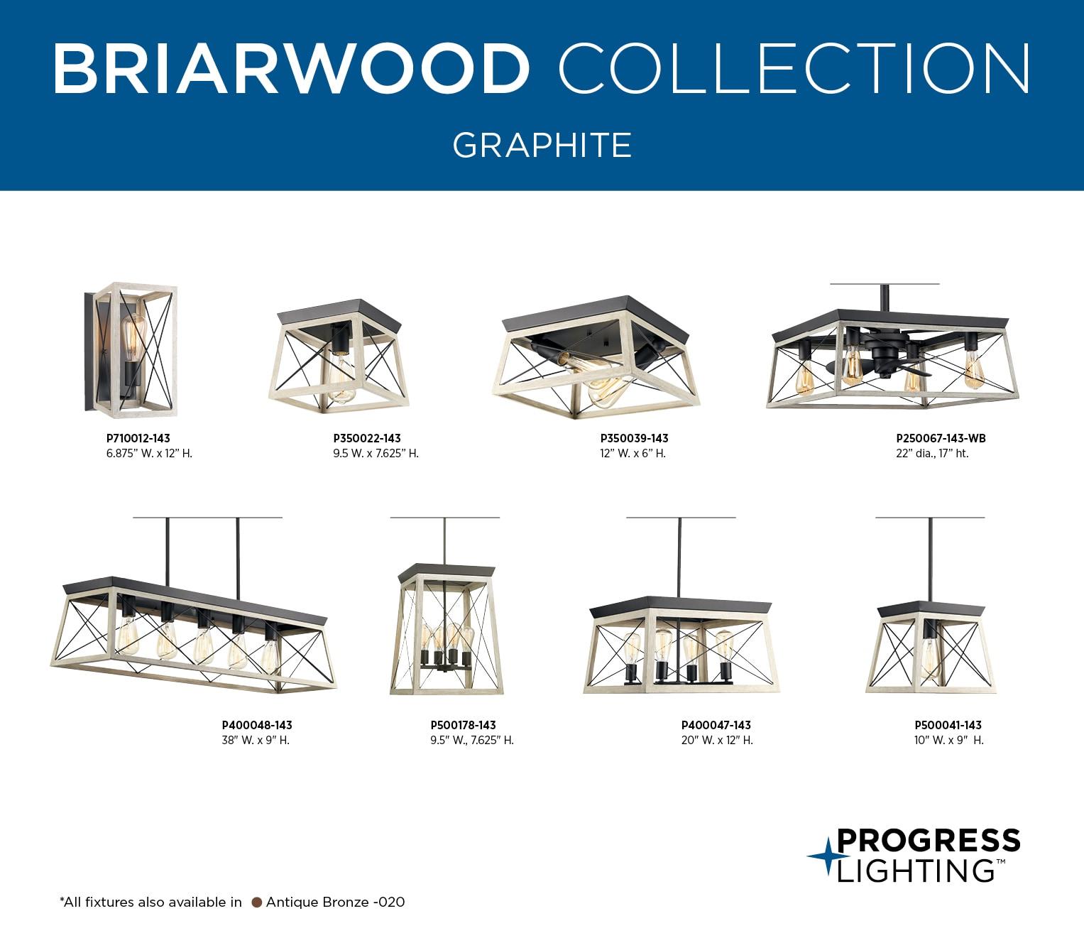 Progress Lighting, Briarwood, 1-Light Wall Sconce, Graphite, Faux Wood, Collection: Briarwood 1-Light Wall Sconce