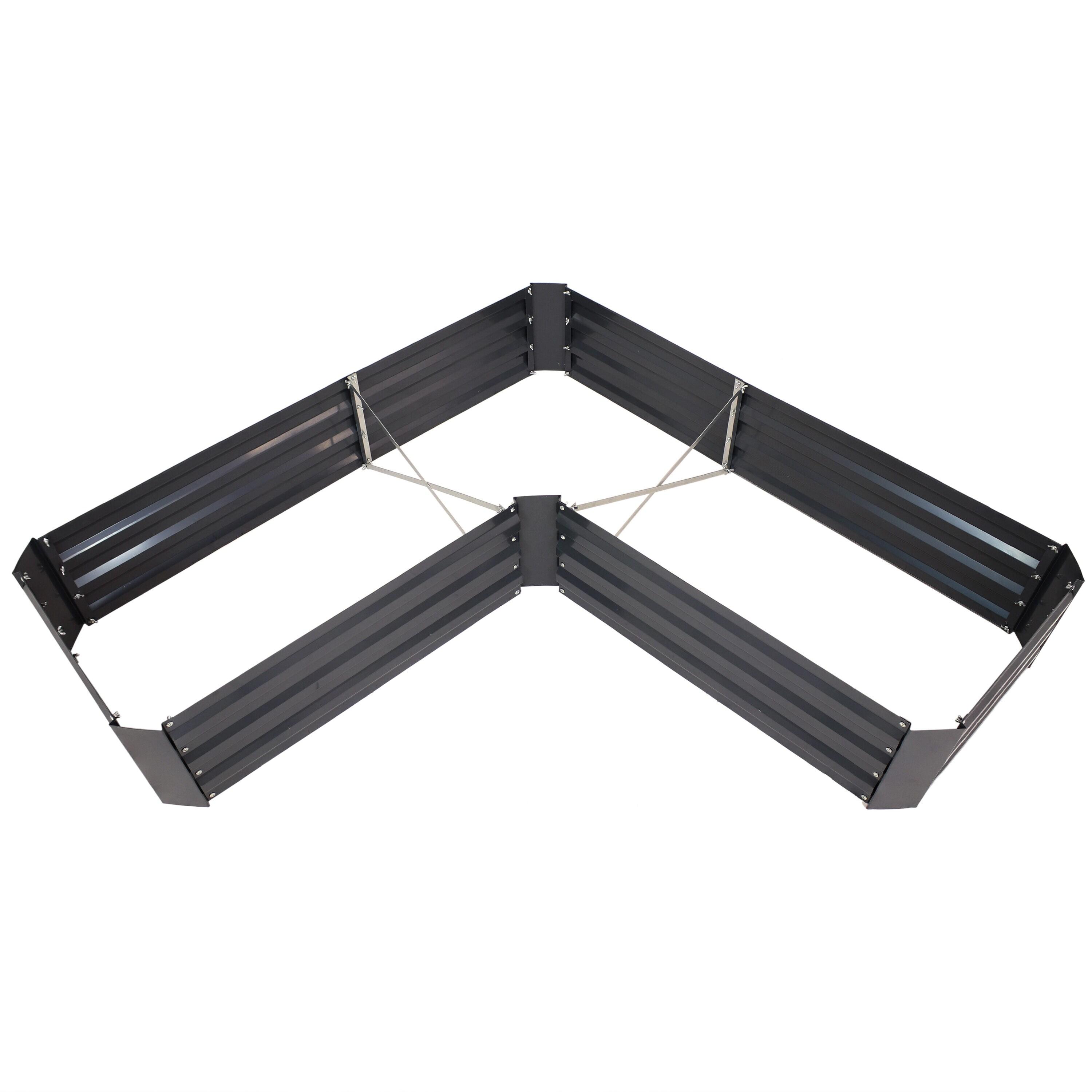 Sunnydaze Outdoor Galvanized Steel L-Shaped Raised Garden Bed for Plants, Vegetables, and Flowers - 59.5" - Dark Gray