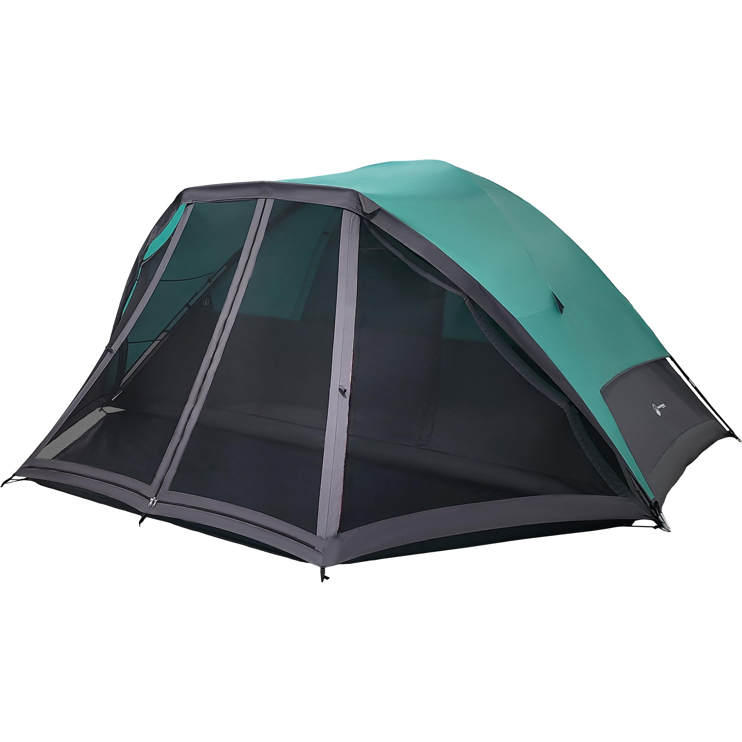 Wakeman Outdoors Cabin-Style 6 Person Camping Tent with Built-In Screen Tent and Carrying Bag, Teal