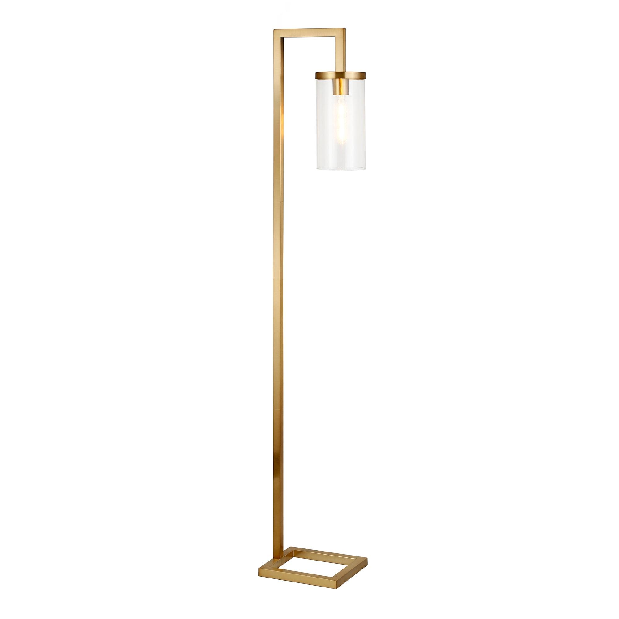 Evelyn&Zoe Malva 67.75" Tall Floor Lamp with Glass shade in Brass/Clear