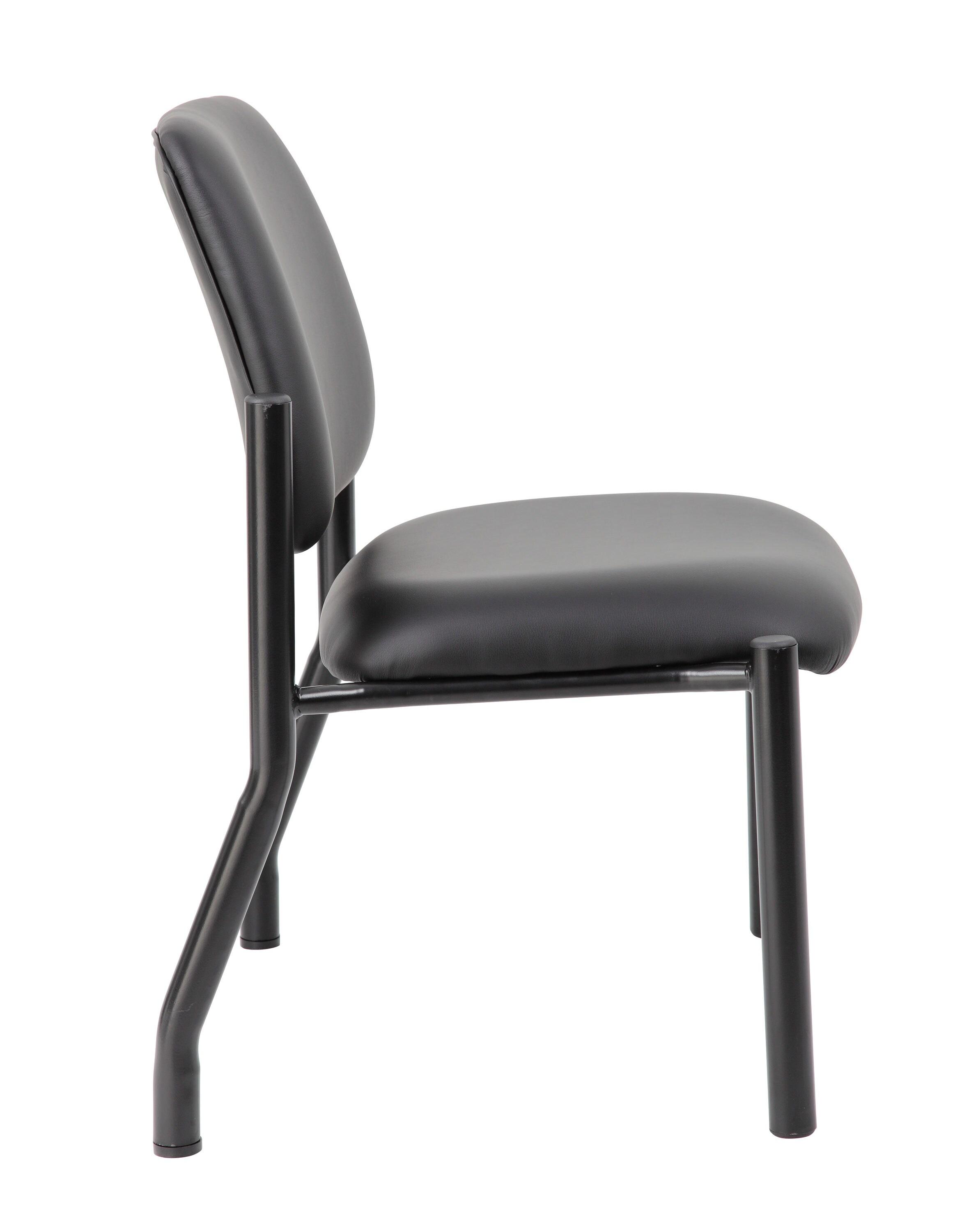 400lbs Weight Capacity Guest Chair Antimicrobial Black - Boss Office Products: Sturdy, Easy Clean, Armless