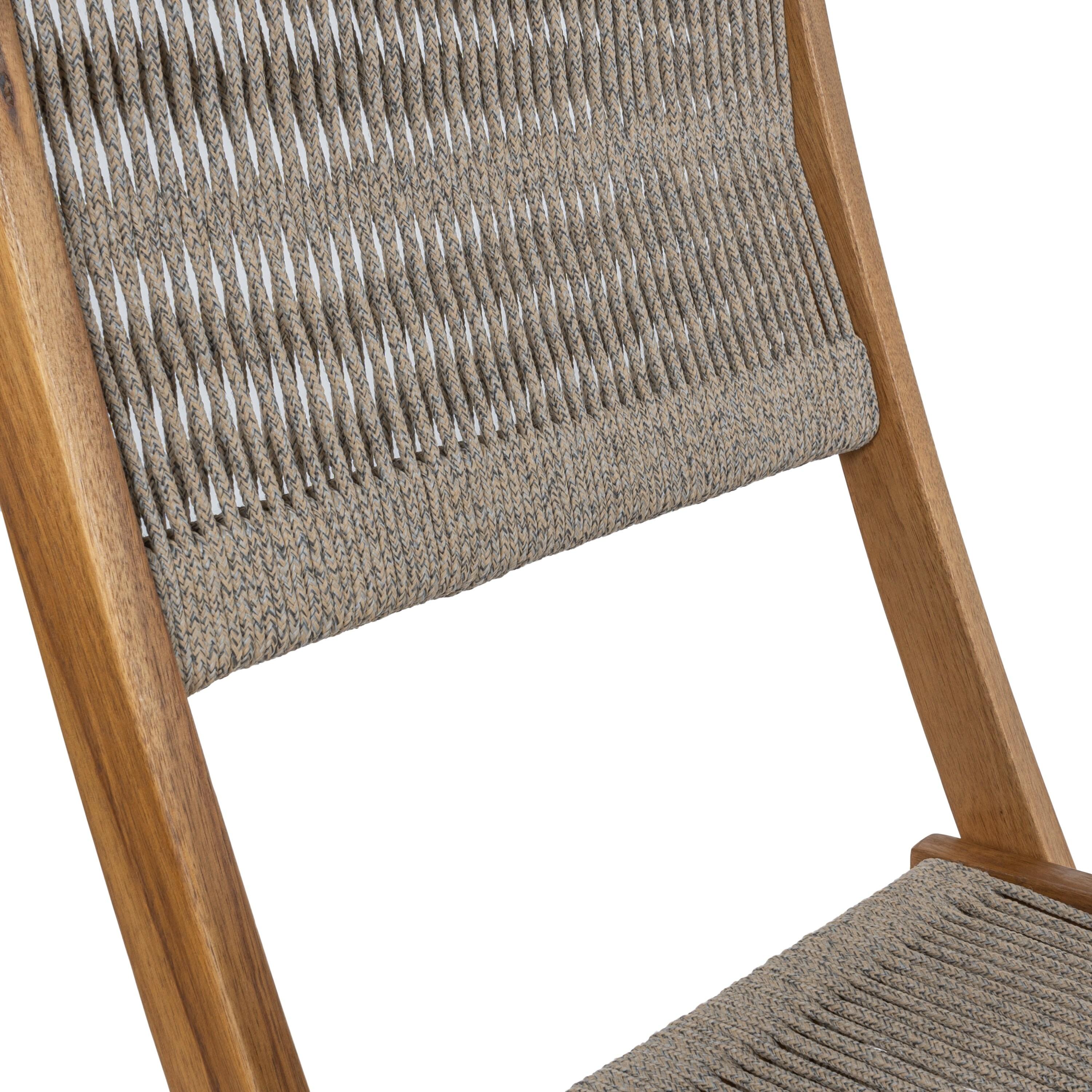 Javea Modern Coastal 3-Piece Acacia Wood Outdoor Folding Bistro Set, Beige/Teak Brown - JONATHAN Y