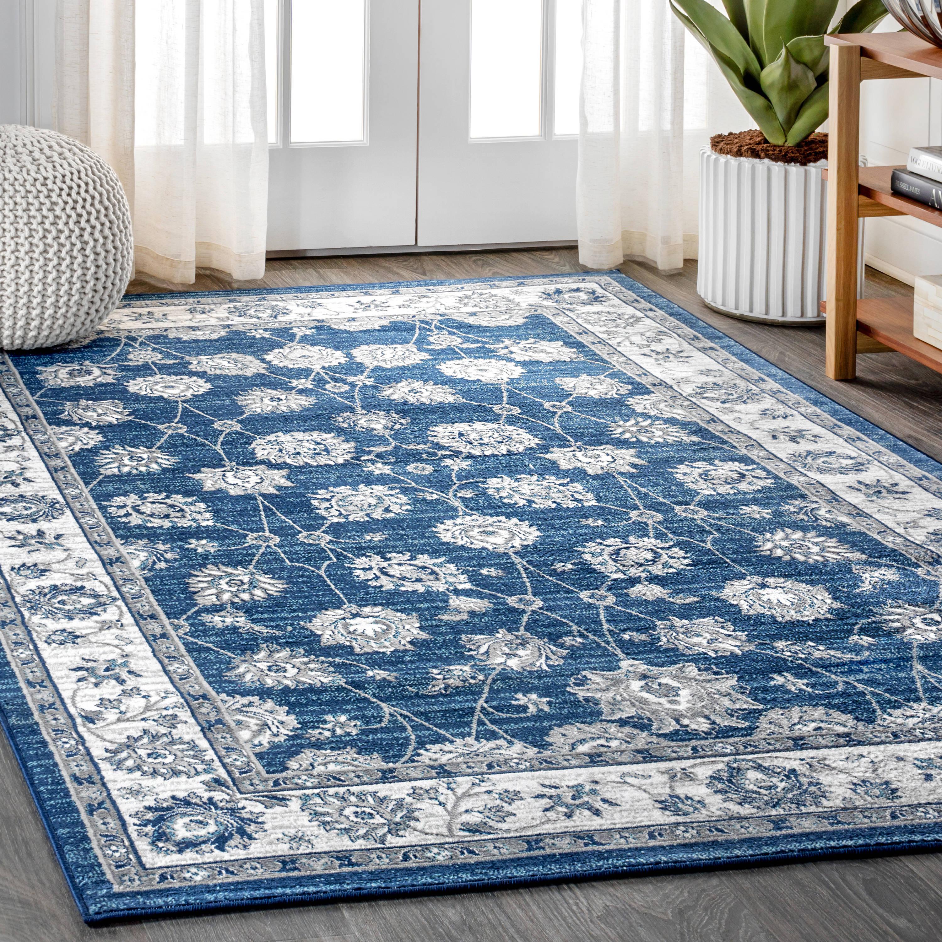 3'x5' Modern Persian Vintage Moroccan Traditional Area Rug, Navy/Light Grey - JONATHAN Y