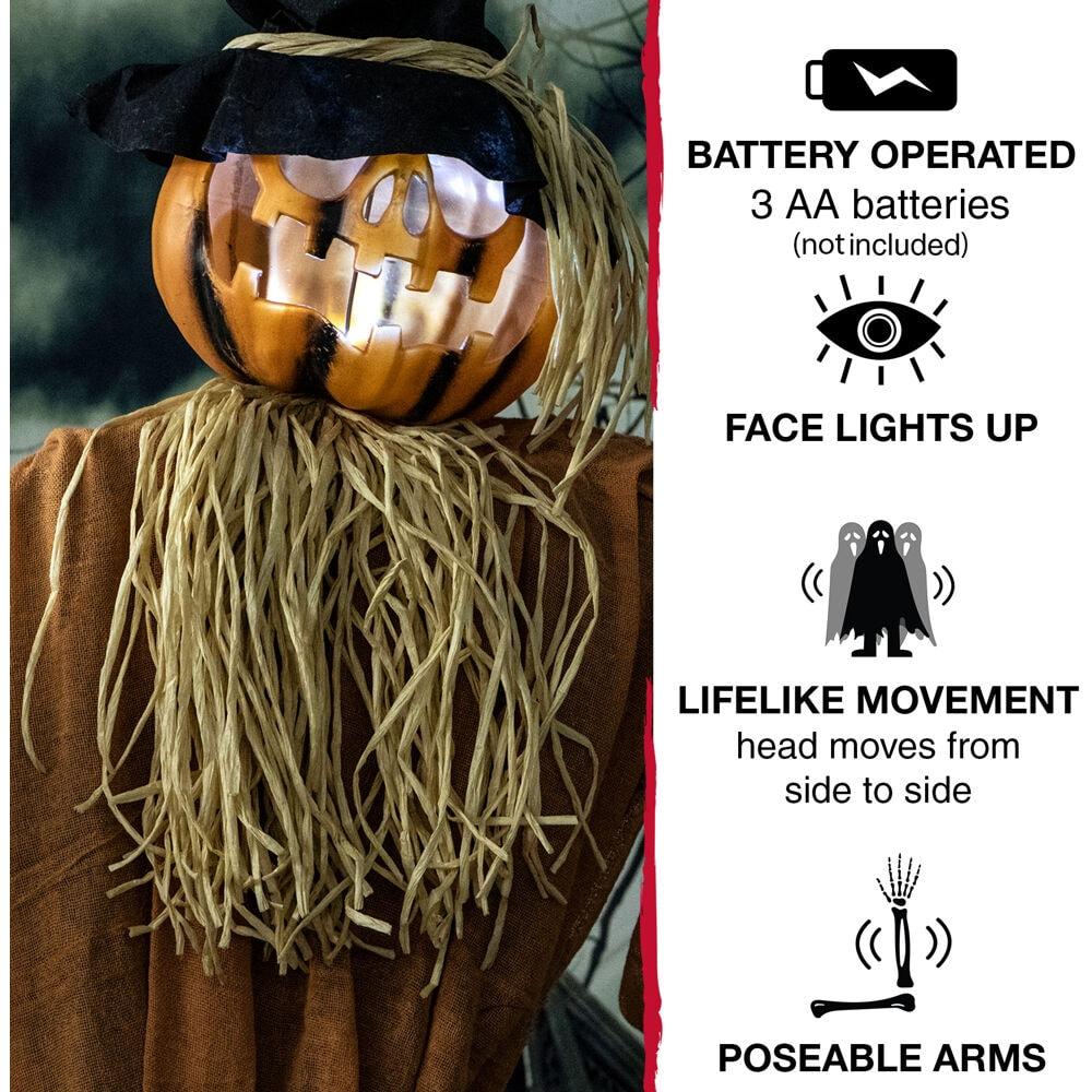 Northlight Seasonal 6' Animated Jack-O'-Lantern Scarecrow Halloween Decoration