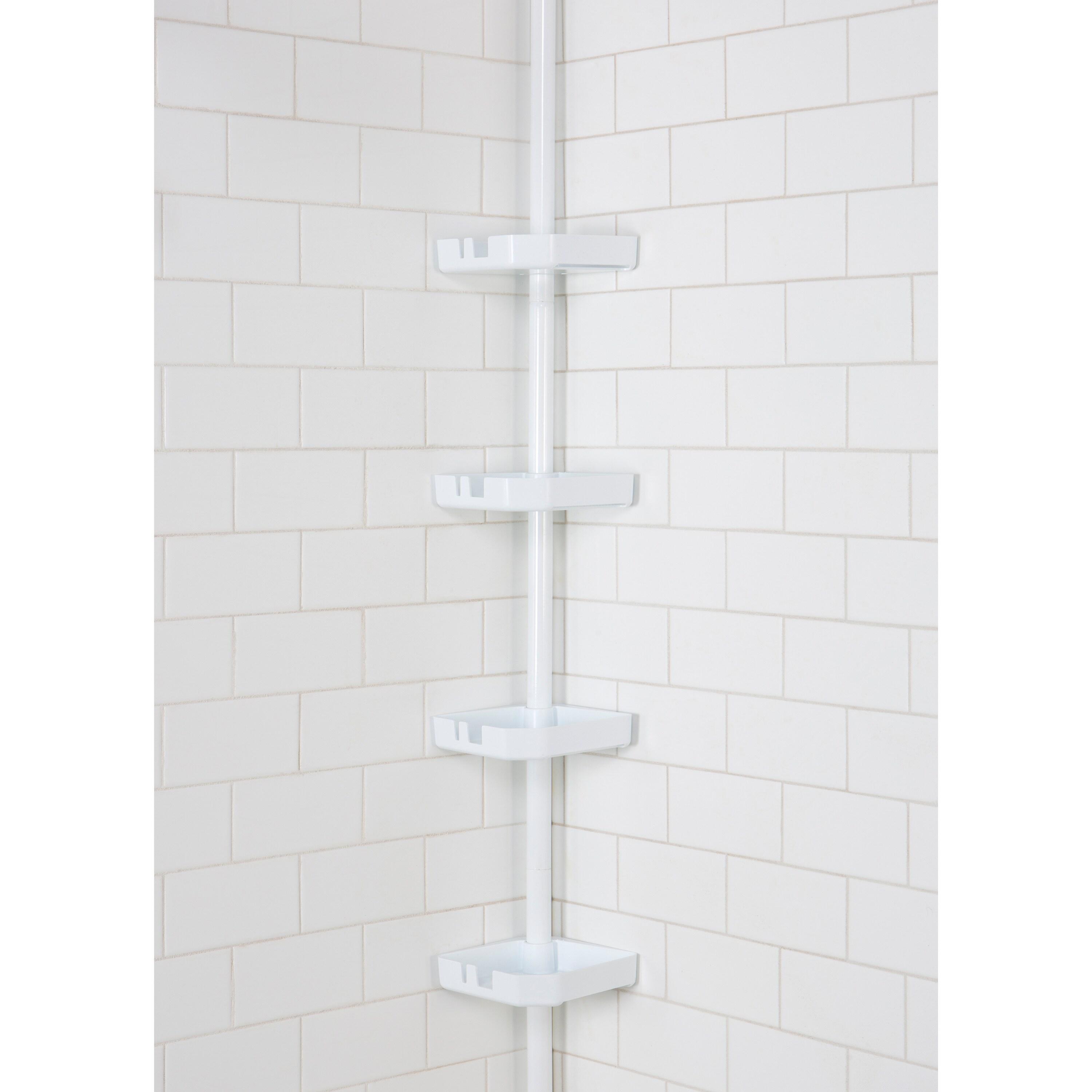 Bath Bliss 4 Tier Tension Corner Shower Organizer Caddy White