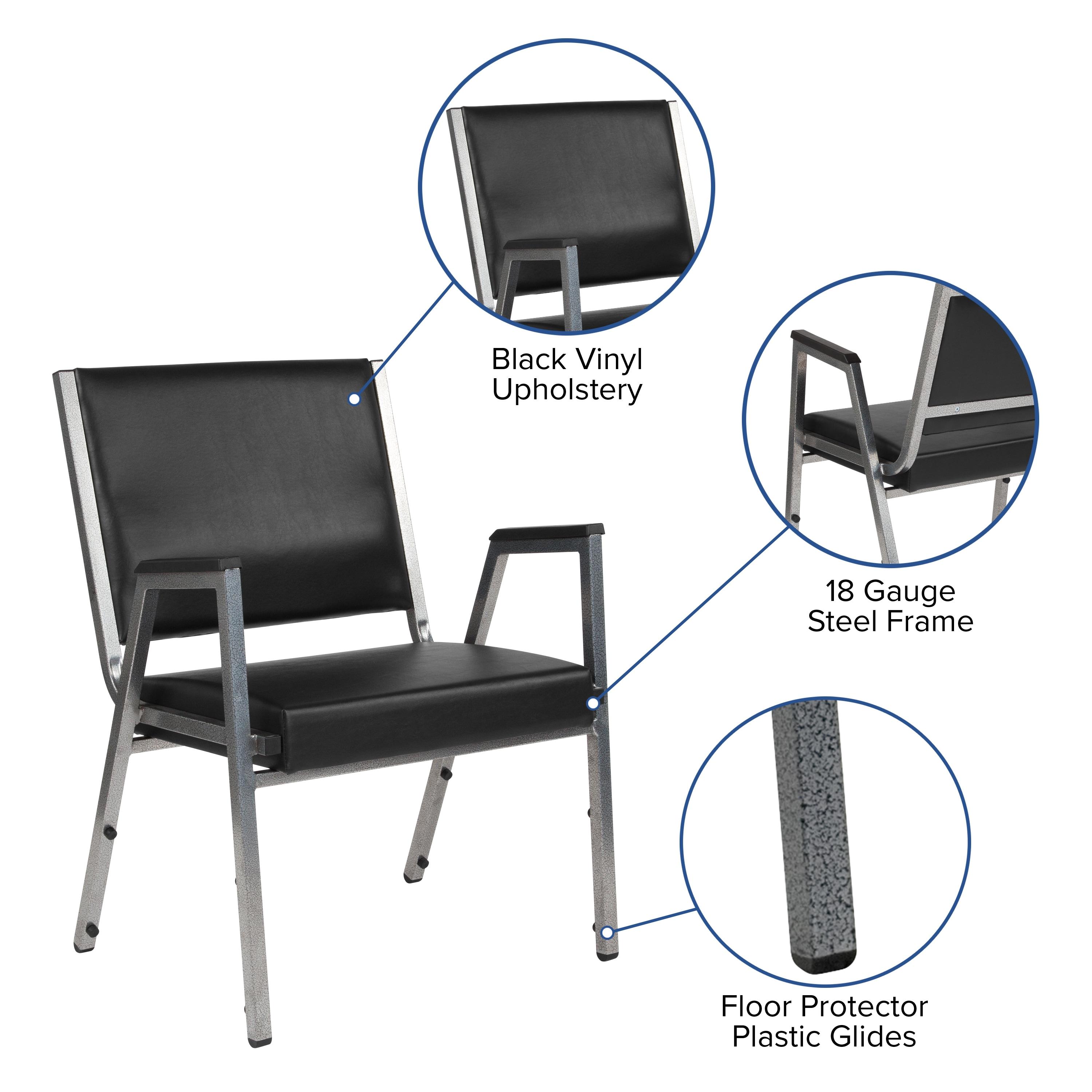 Flash Furniture HERCULES Series 1000 lb. Rated Black Antimicrobial Vinyl Bariatric Medical Reception Arm Chair
