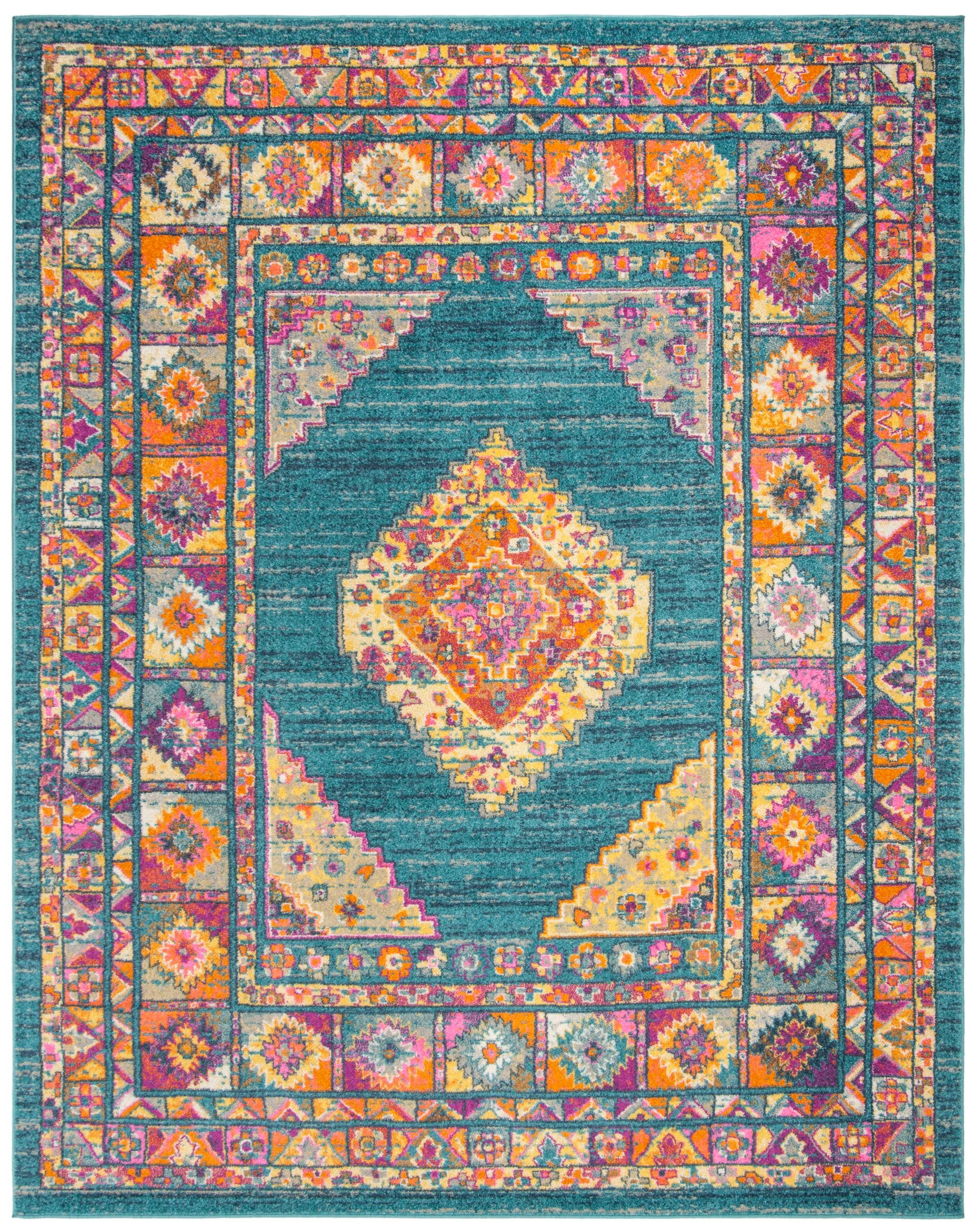 Madison MAD133 Power Loomed Indoor Area Rug - Light Blue/Orange - 8'x10' - Safavieh