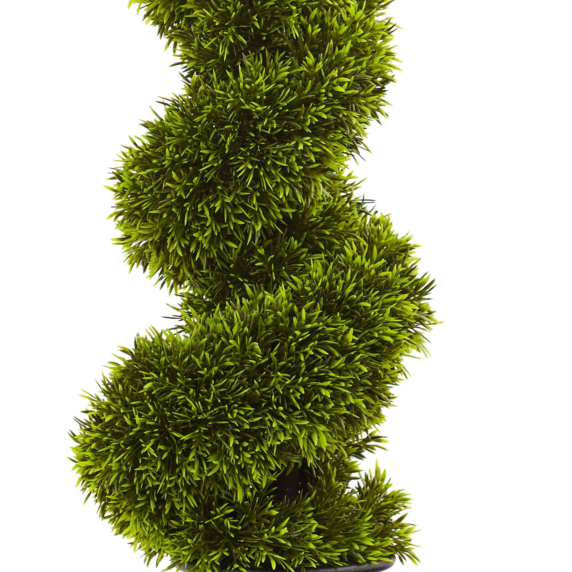 Nearly Natural 3-ft Grass Spiral Topiary with Deco Planter