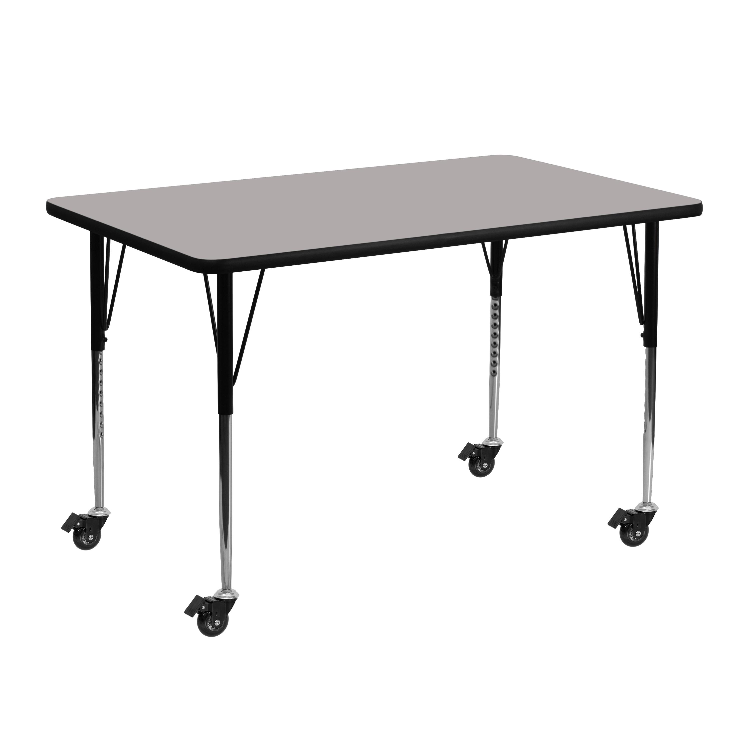 Flash Furniture Goddard Mobile 24''W x 48''L Rectangular HP Laminate Activity Table - Adjustable Legs
