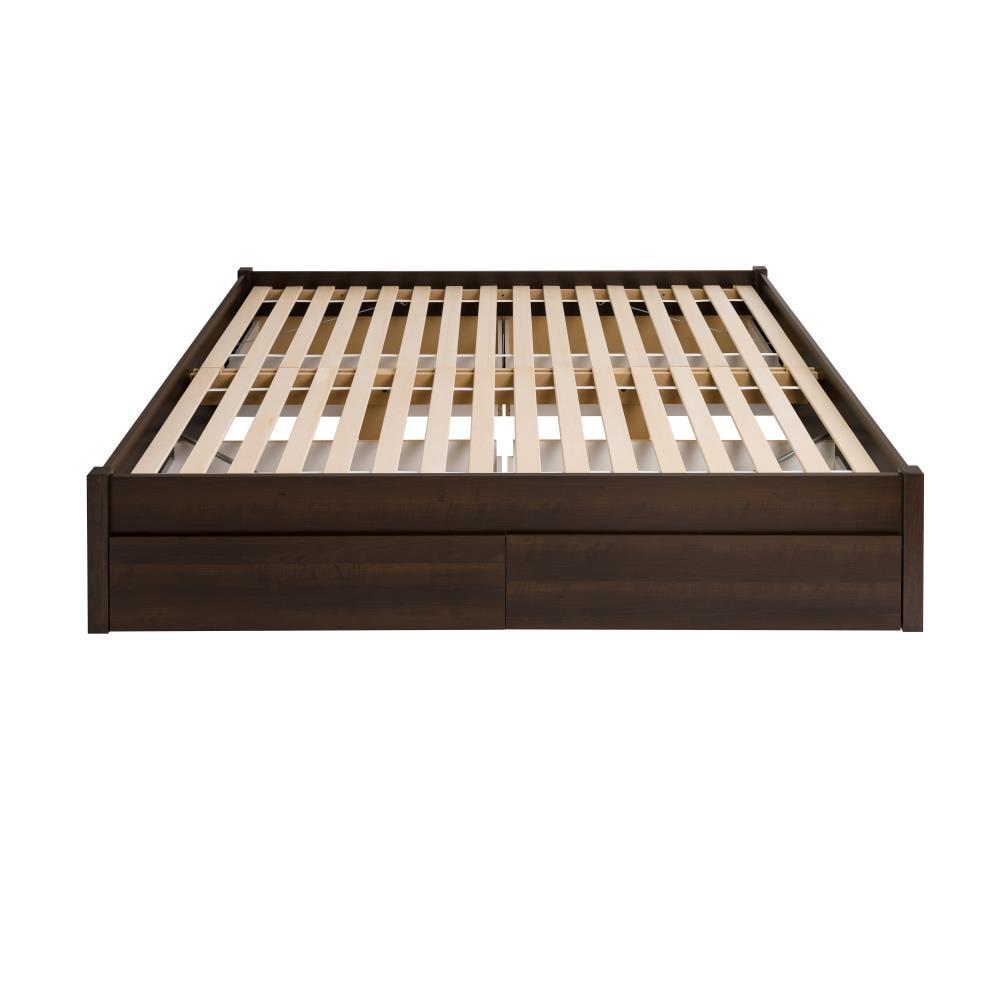 King Select 4-Post Platform Bed with 4 Drawers Espresso Brown - Prepac: Particle Board & MDF Construction, No Box Spring Needed
