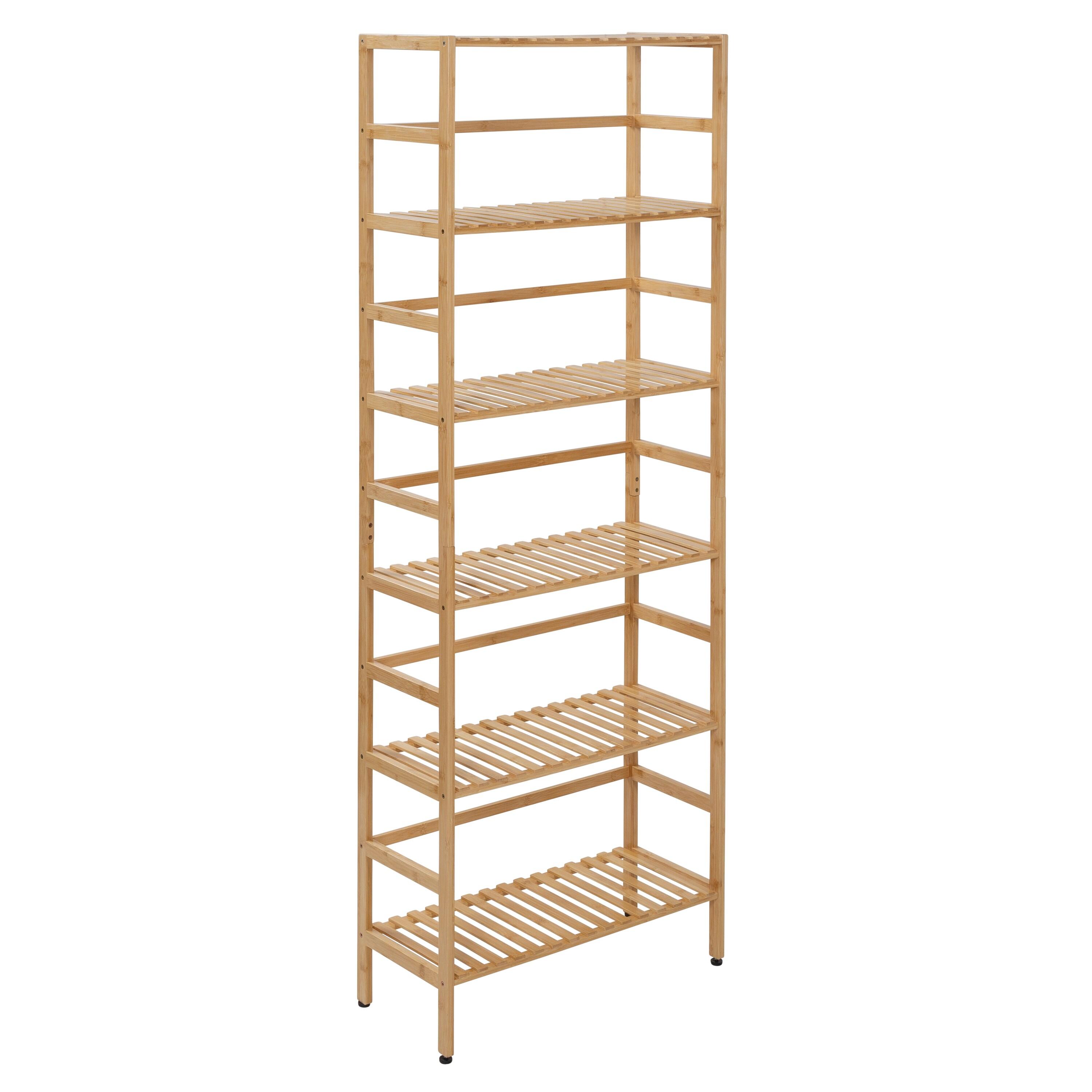 Honey-Can-Do 64" H 6-Tier Bamboo Storage Shelves, Natural, Holds up to 33 lb per Shelf