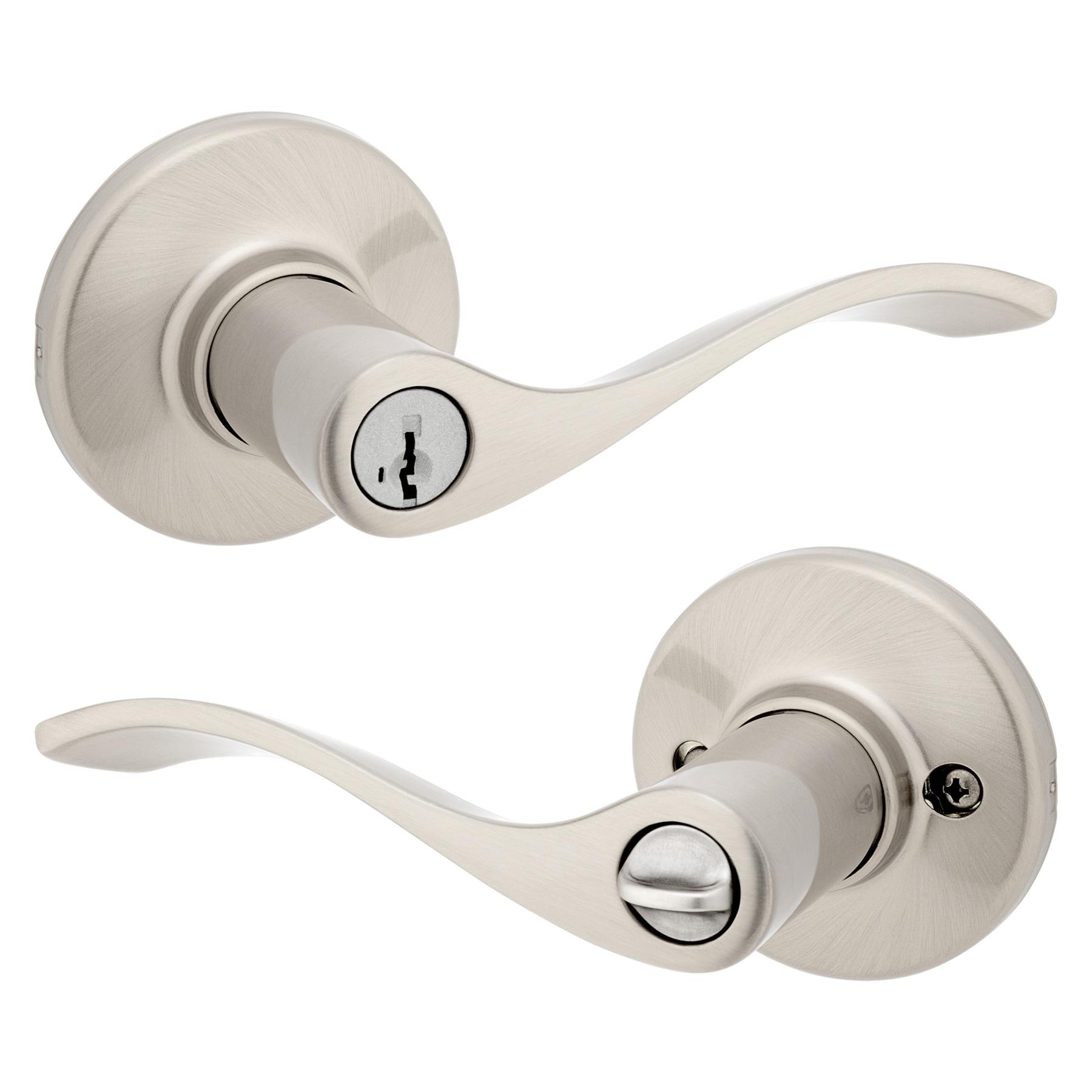 Kwikset SmartKey Security Wave Satin Nickel Entry Lever KW1 2-3/4 in.
