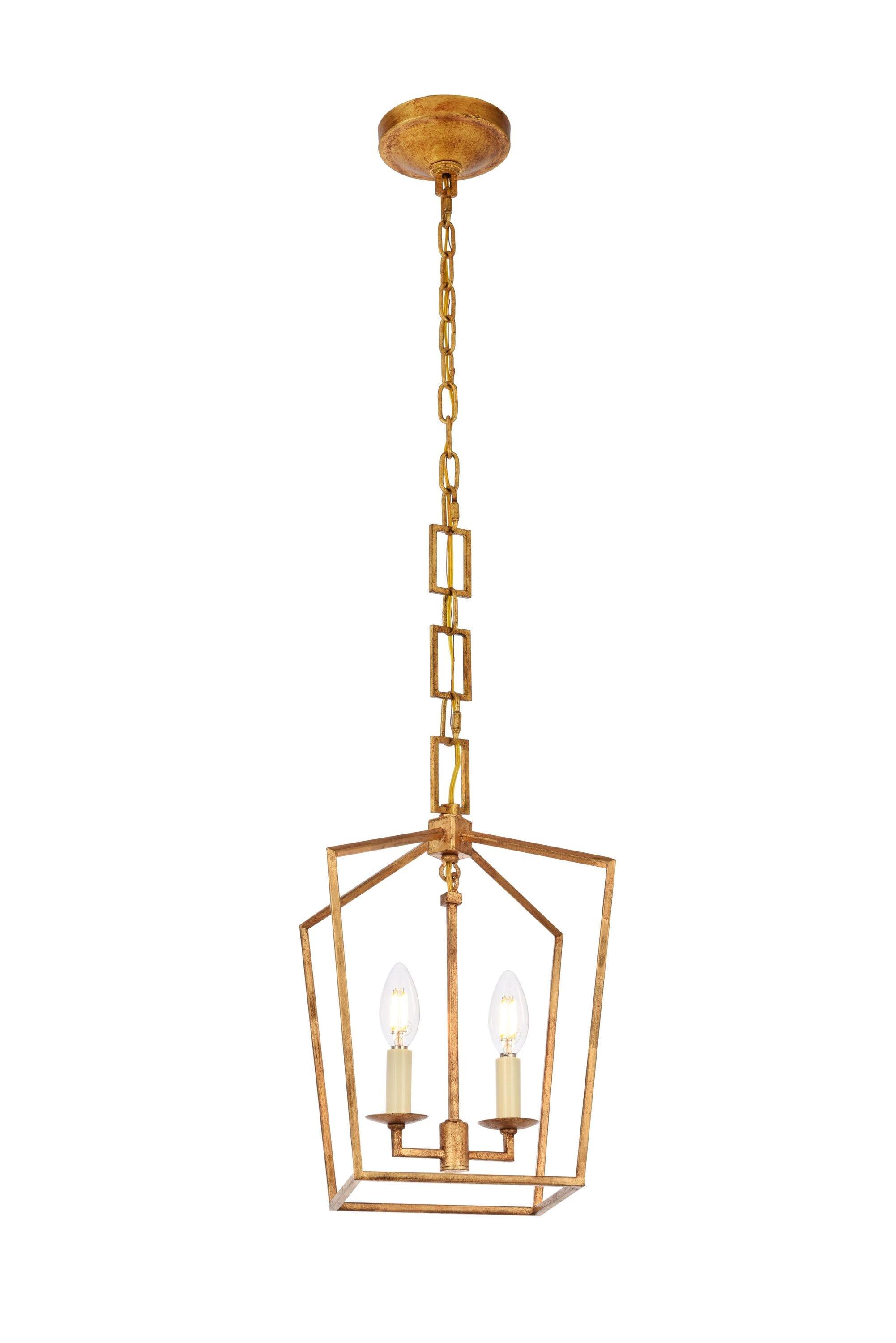 Elegant Lighting Denmark 2 light Golden Iron Pendant